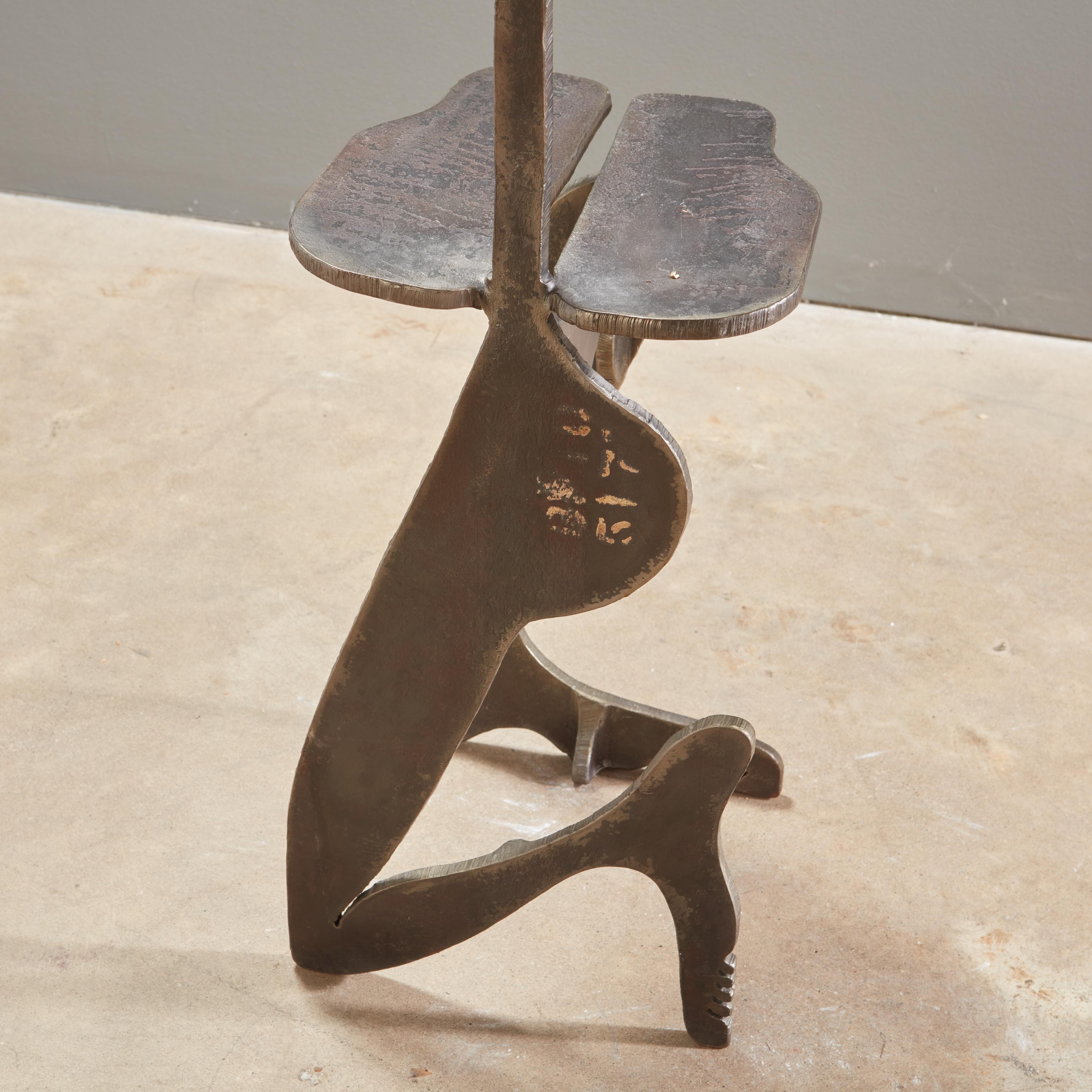 Artist Made Sculptural Figural Torch Cut Steel Chair Albert Leon Wilson For Sale 1