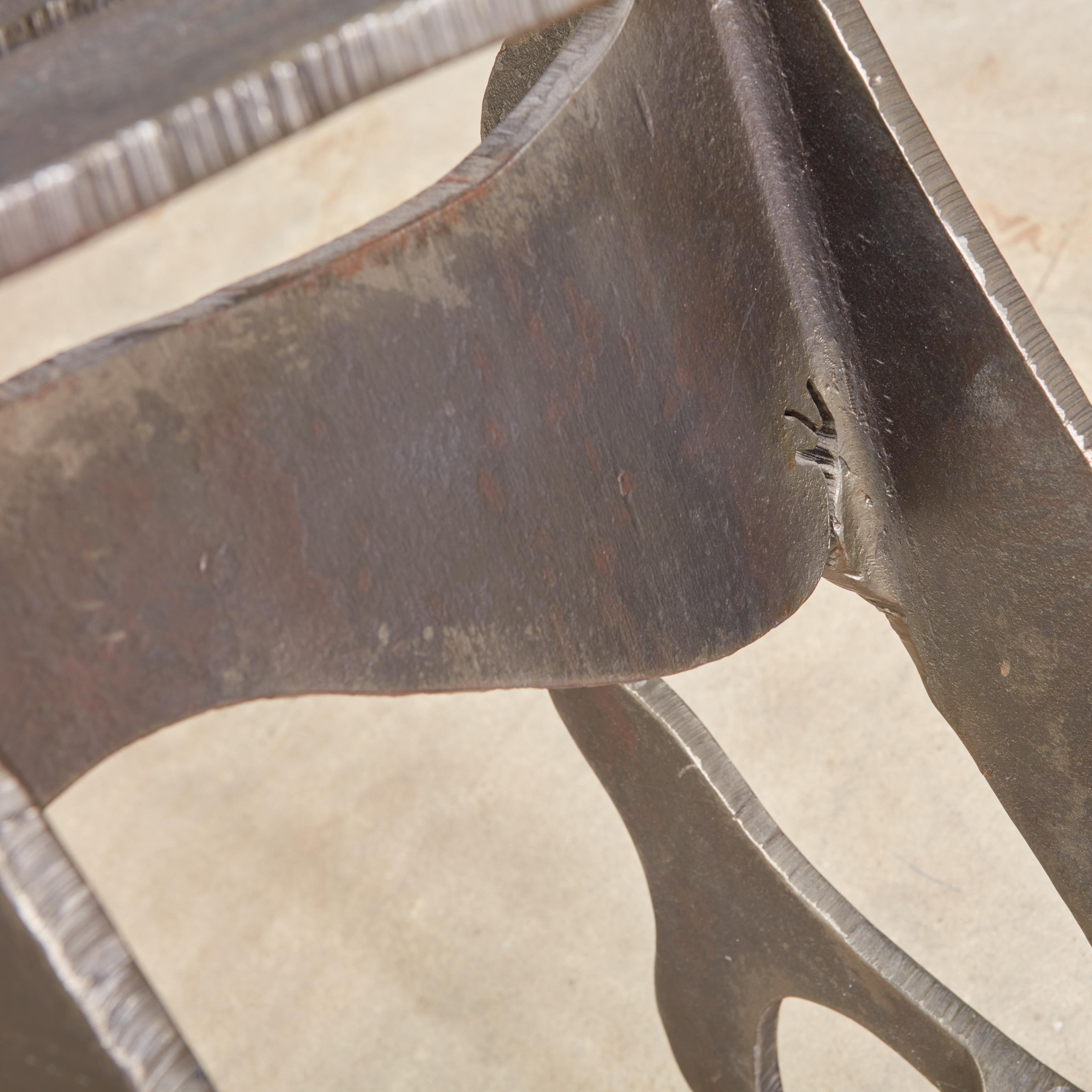 Artist Made Sculptural Figural Torch Cut Steel Chair Albert Leon Wilson For Sale 4