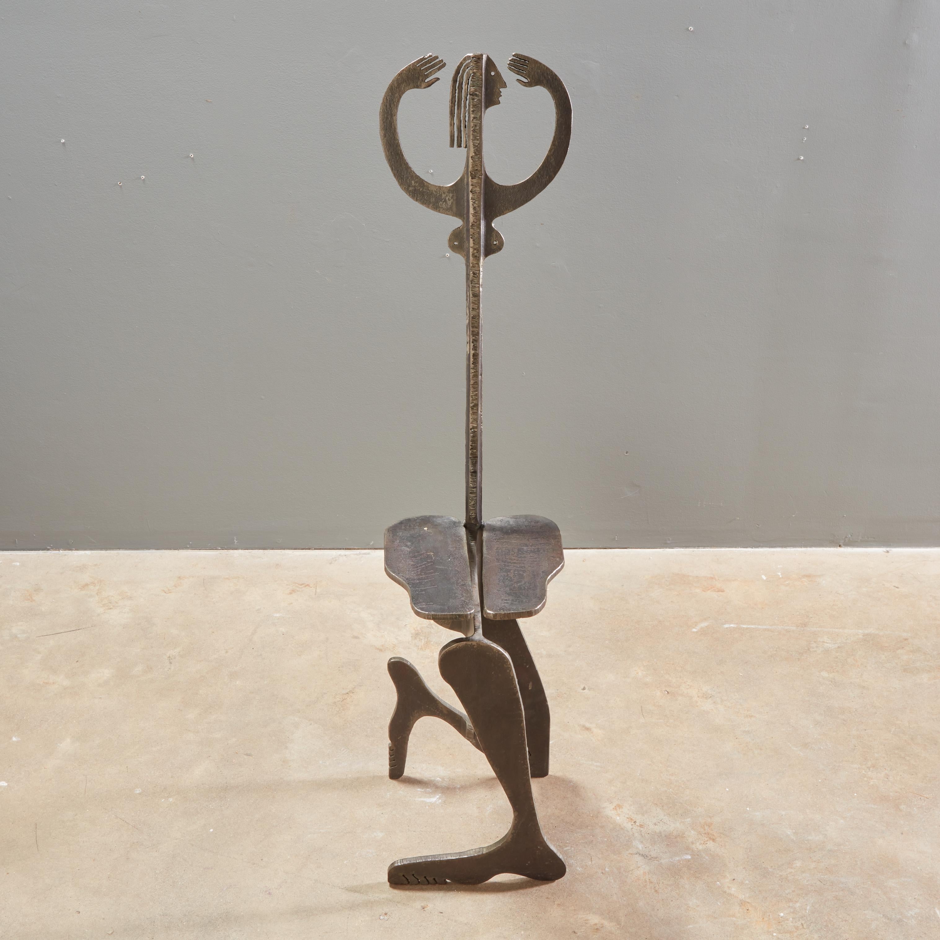 Mid-Century Modern Artist Made Sculptural Figural Torch Cut Steel Chair Albert Leon Wilson For Sale