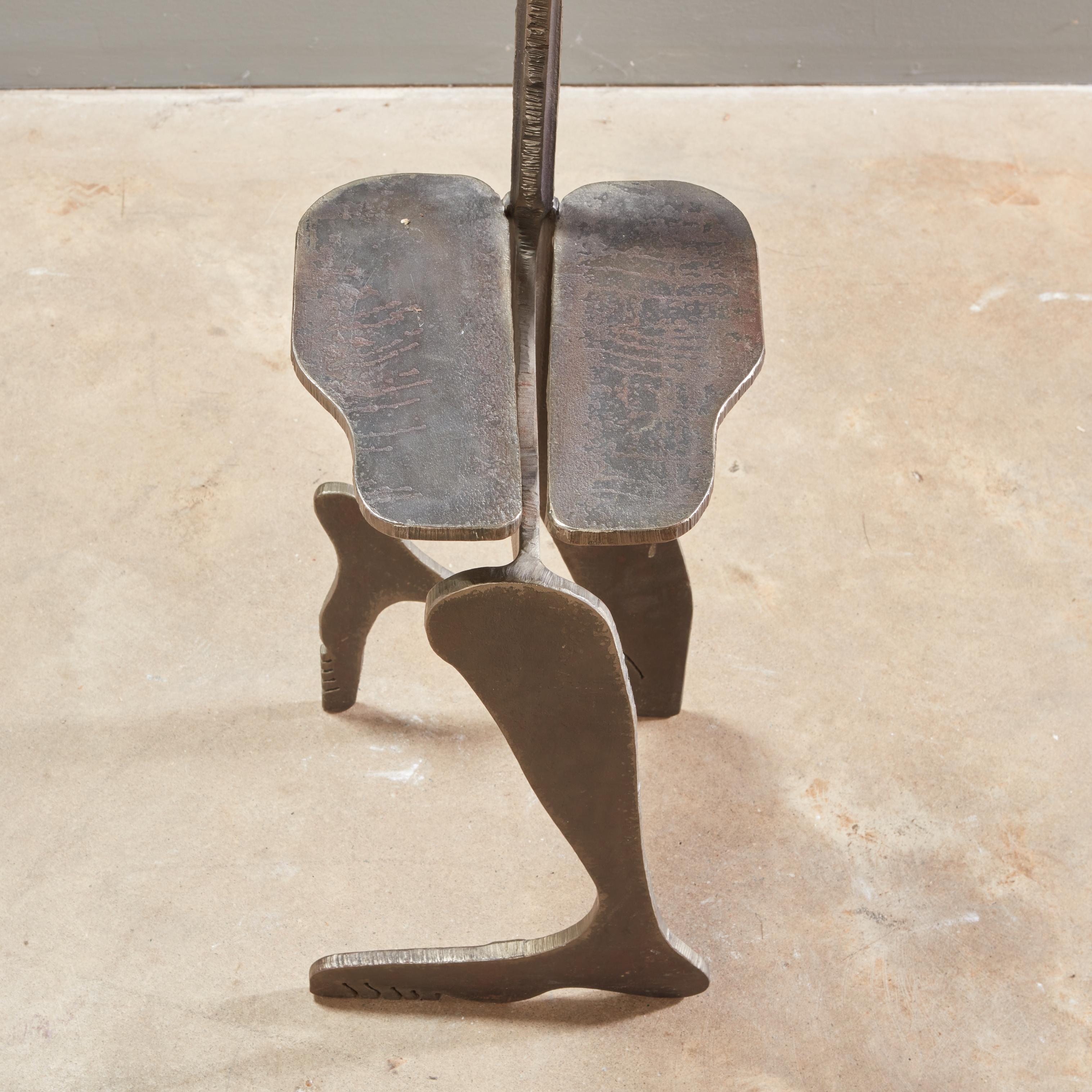 North American Artist Made Sculptural Figural Torch Cut Steel Chair Albert Leon Wilson For Sale