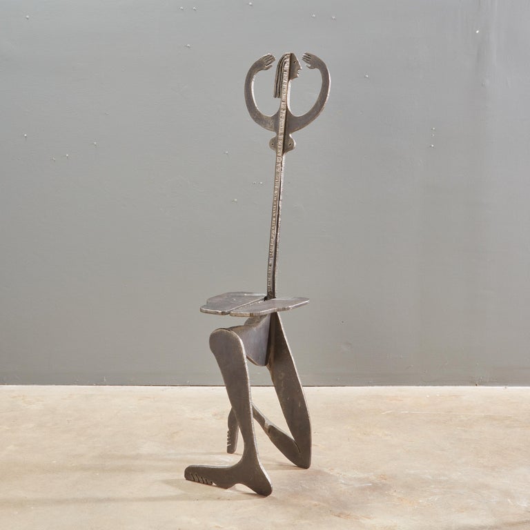 Artist Made Sculptural Figural Torch Cut Steel Chair Albert Leon Wilson ...