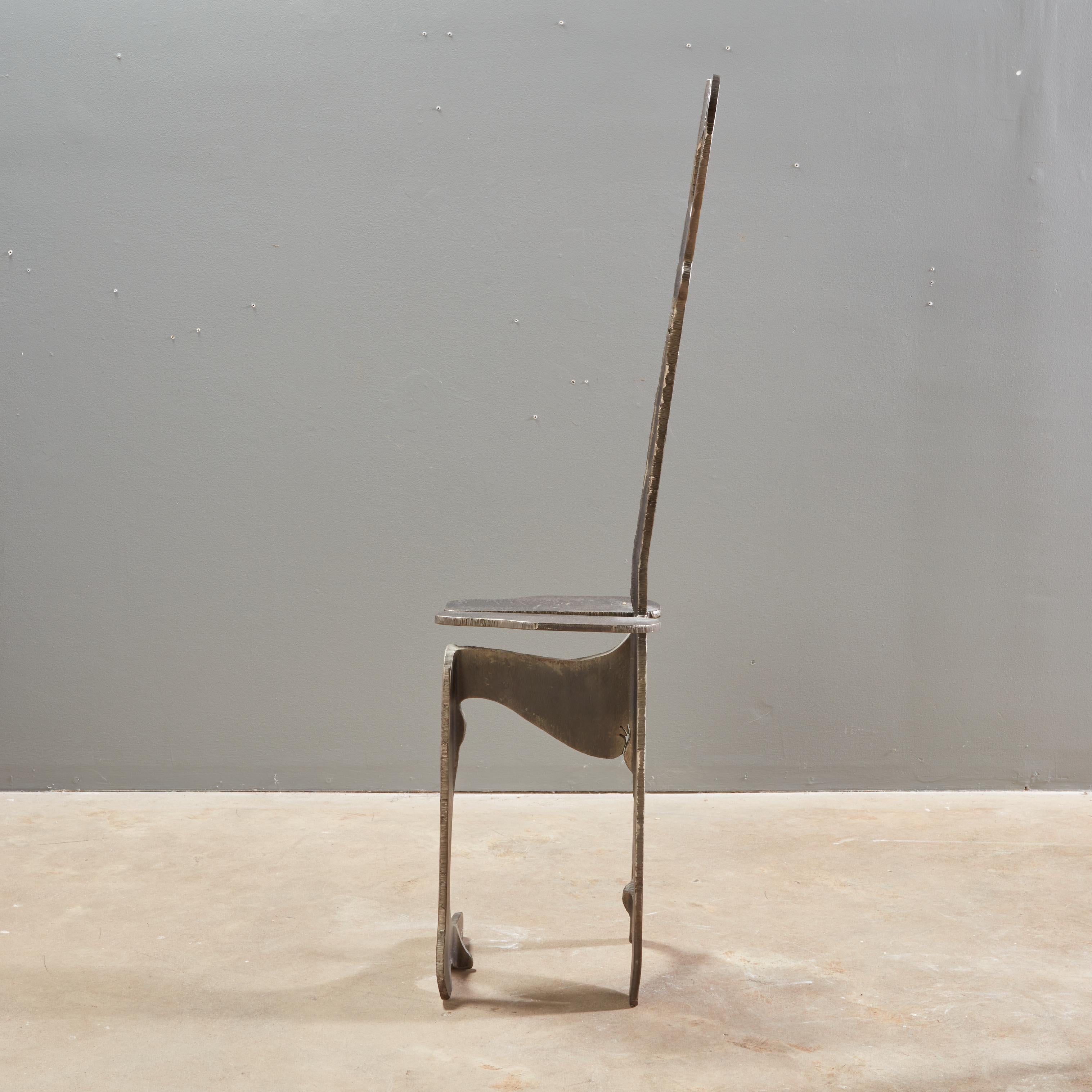 20th Century Artist Made Sculptural Figural Torch Cut Steel Chair Albert Leon Wilson For Sale