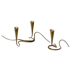 Artist Made Sculptural Freeform Brass Candleholders by Daniel Miller - A Pair Artist Made Sculptural Freeform Brass Candleholders by Daniel Miller - A Pair