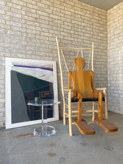 Artist-Made Studio Craft Twig Chair + Woven Checkerboard Seat