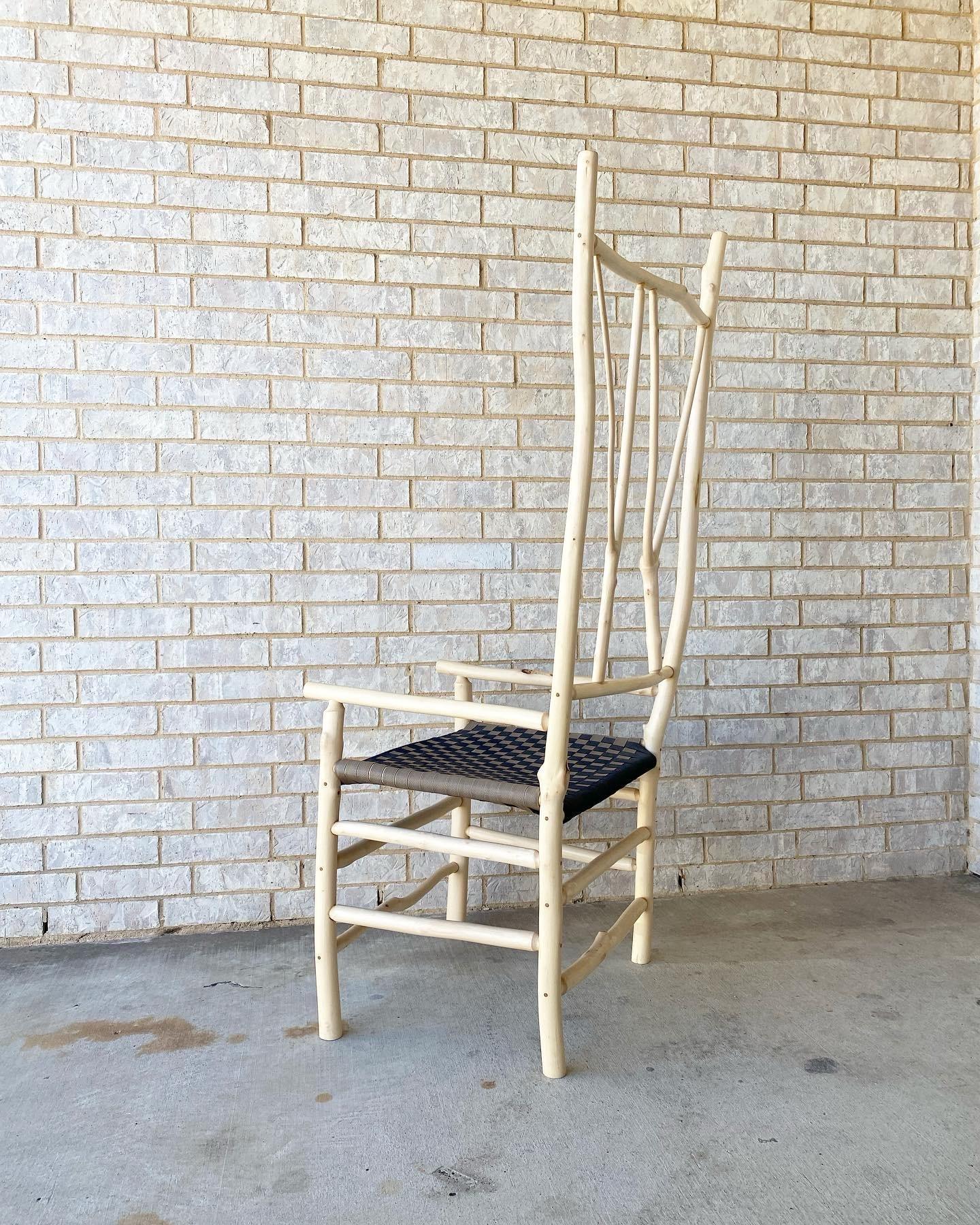 Sedia Twig di Studio A fatta dall'artista + seduta a scacchiera intrecciata In condizioni buone in vendita a Round Top, TX