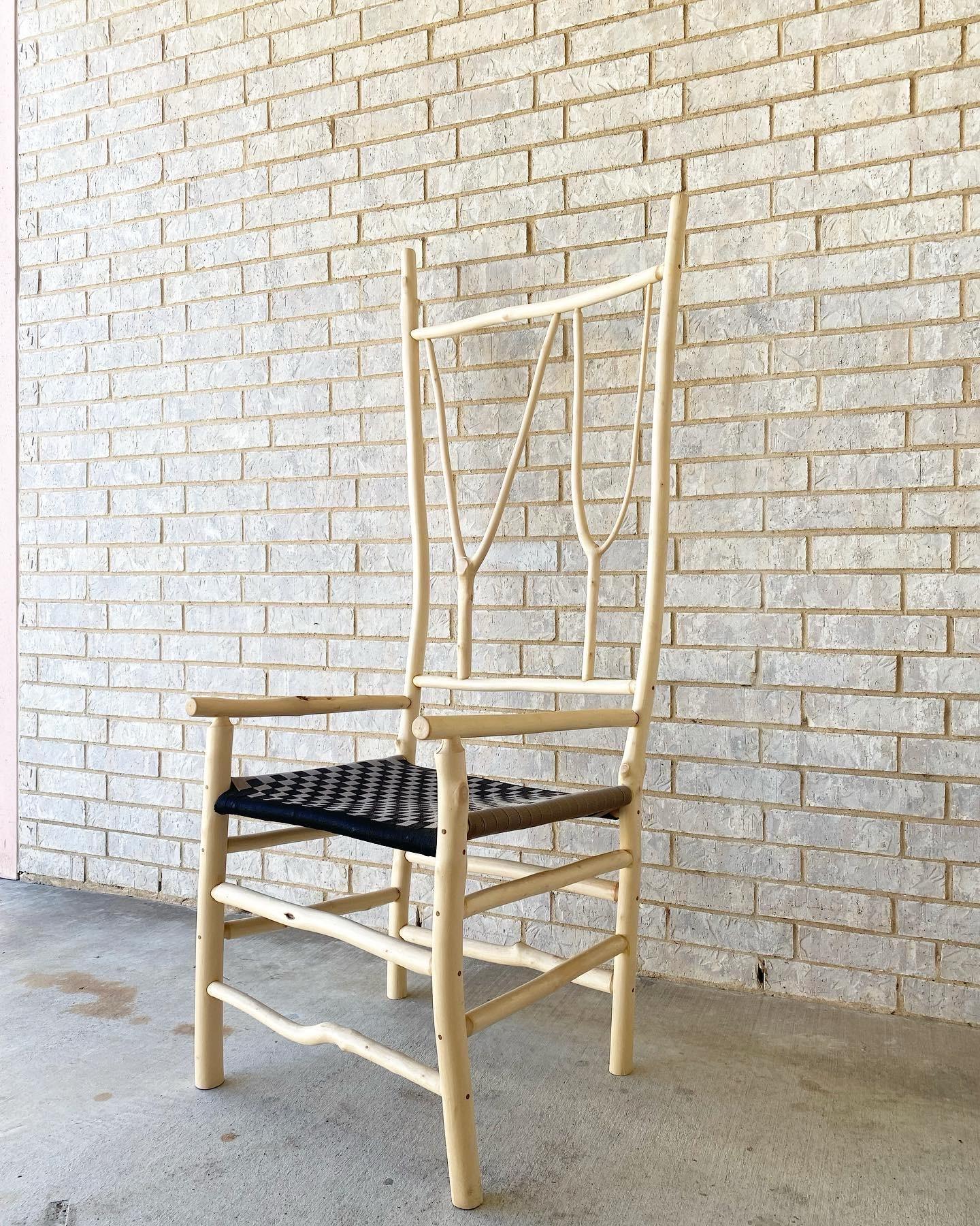 Sedia Twig di Studio A fatta dall'artista + seduta a scacchiera intrecciata in vendita 1