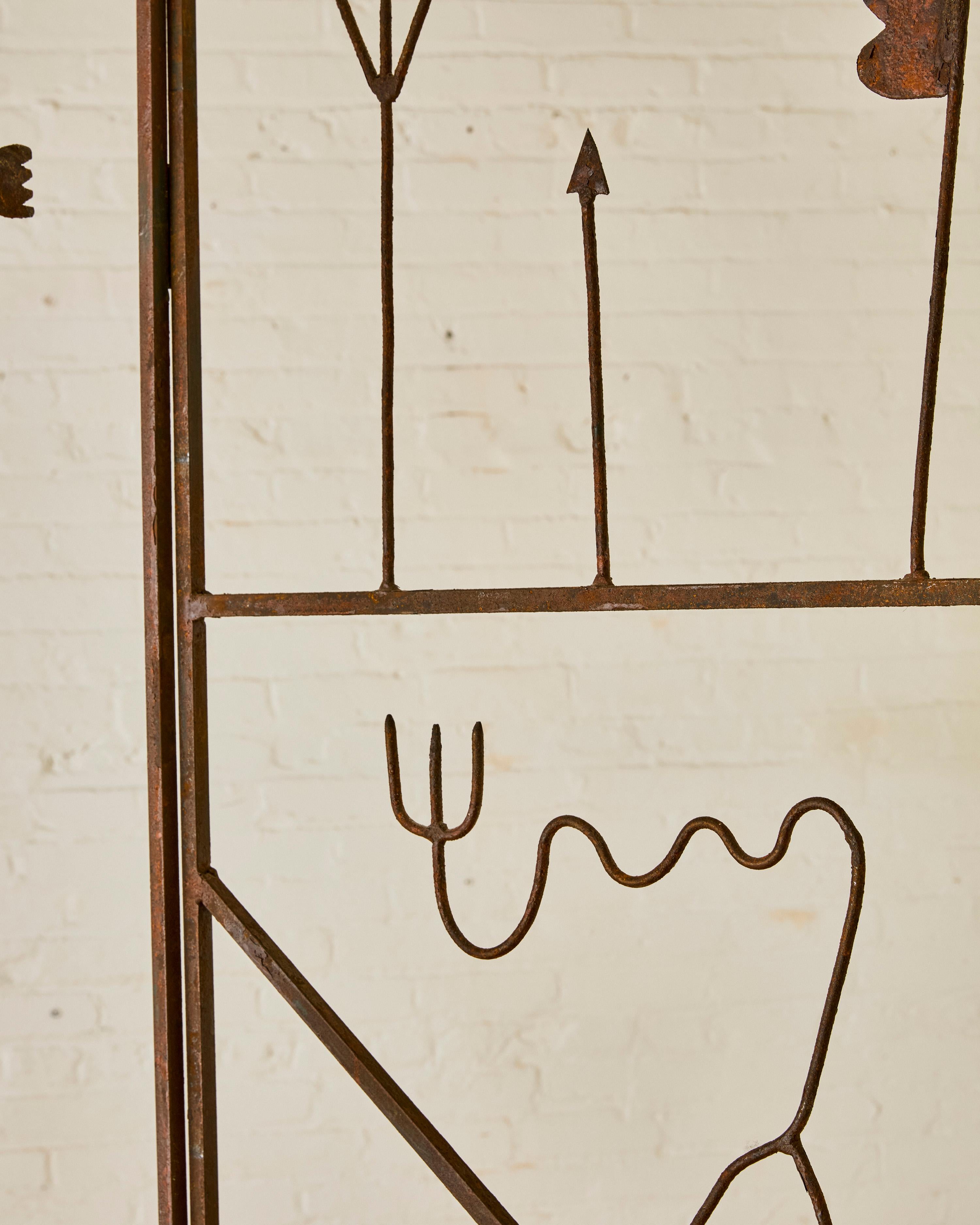 20th Century Artist Made Tri-Folding Iron Screen