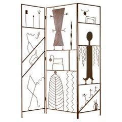 Artist Made Tri-Folding Iron Screen
