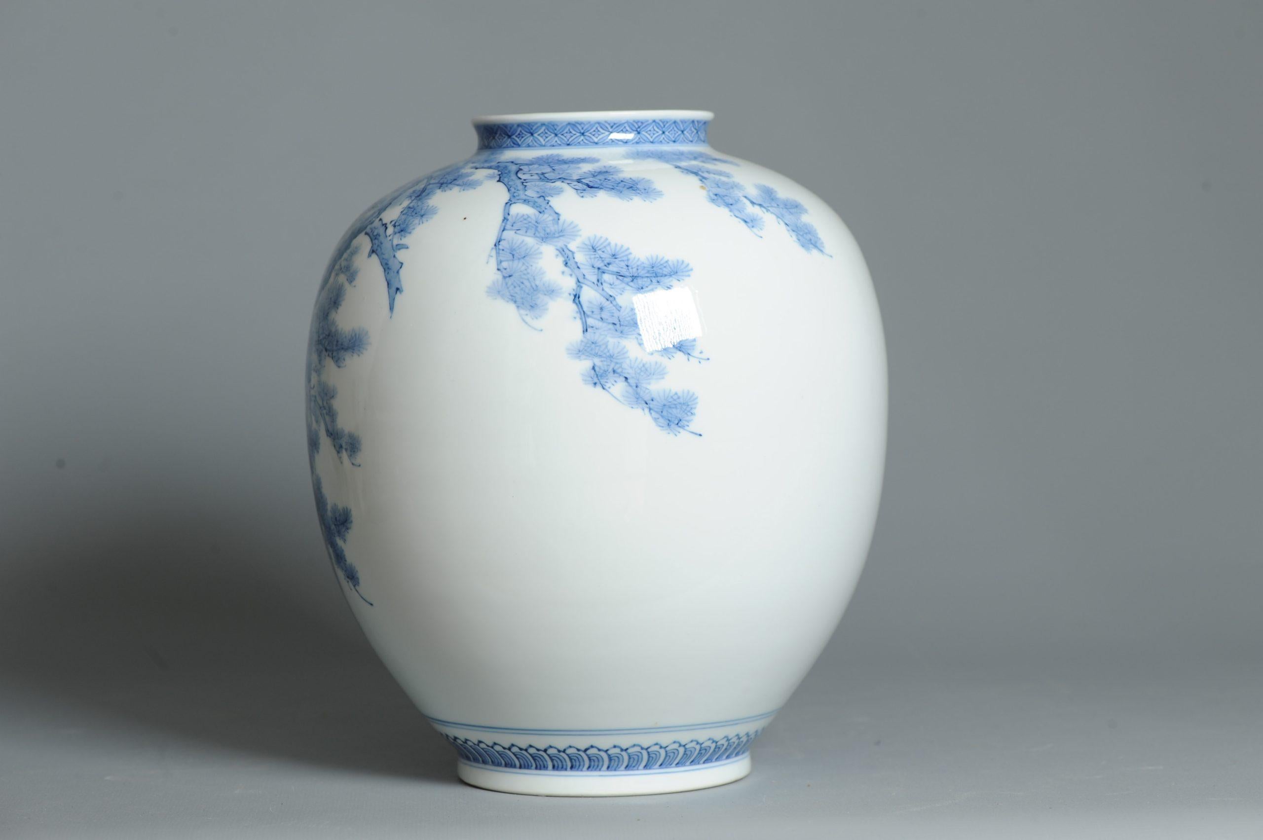 Jarrón Mikawachi Yaki 1989 Jarrón Hirado Vintage Japonés con Escena de Pájaros en venta 4