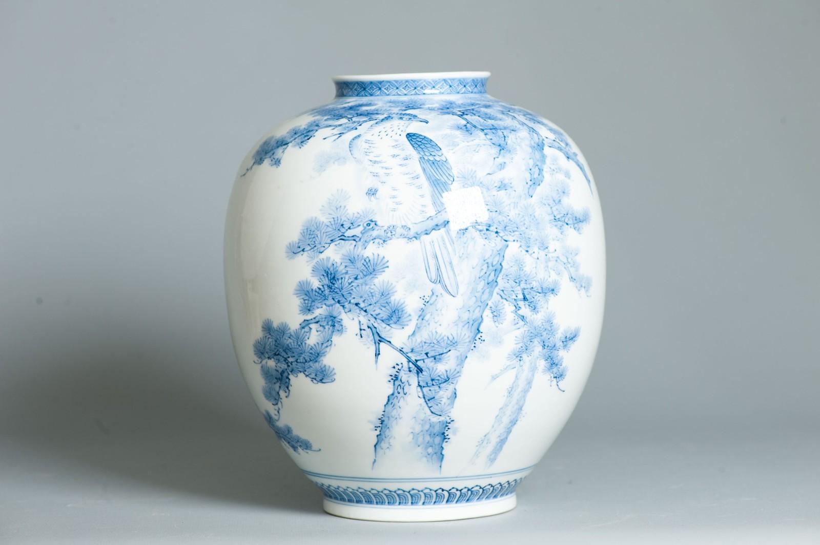 Jarrón Mikawachi Yaki 1989 Jarrón Hirado Vintage Japonés con Escena de Pájaros en venta 9