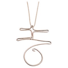 Artist Modern Sculptural SterlingSilverWire Script Letter H or Acrobat Pendant