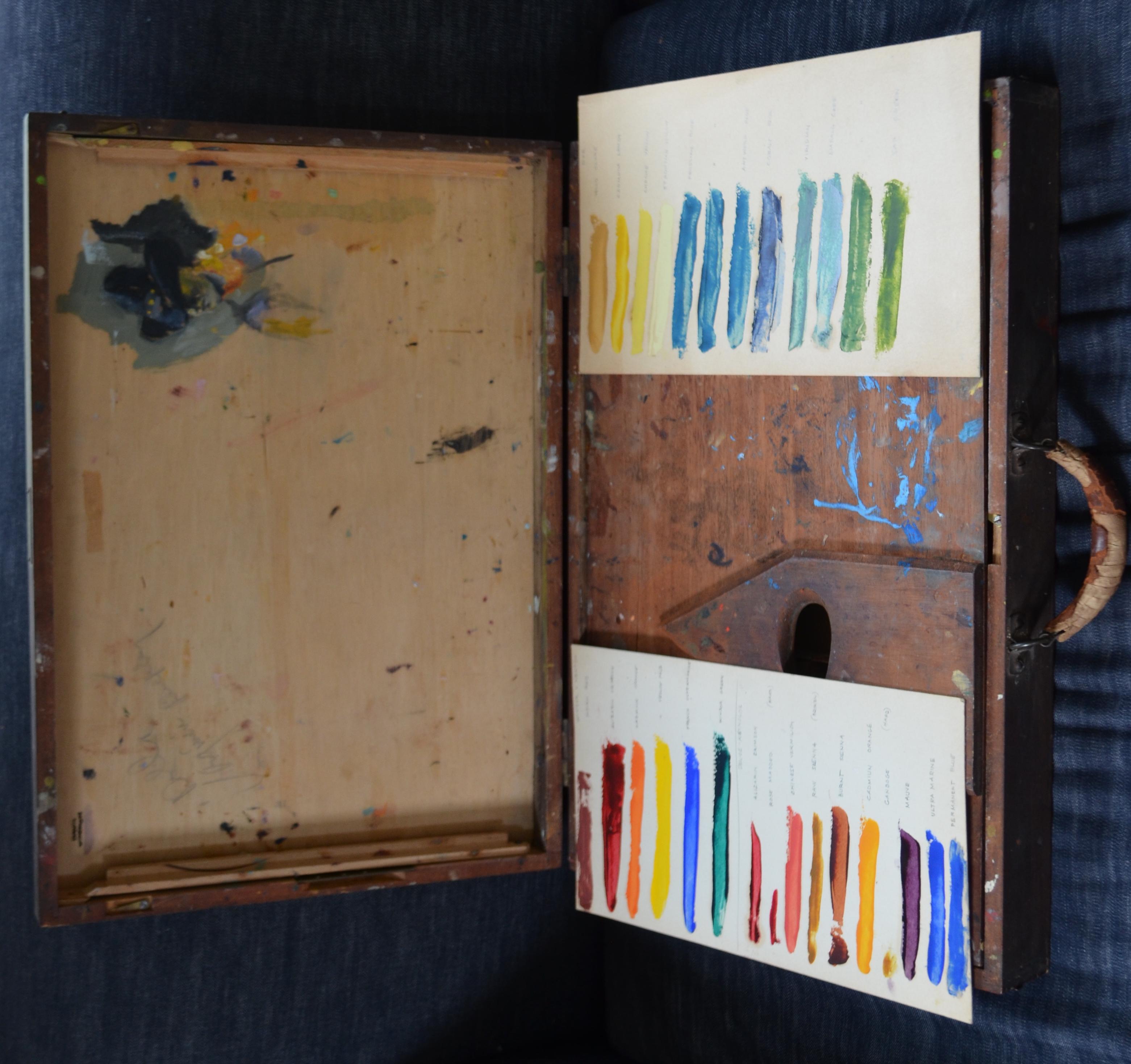 Artist Paint Box with Color Swatch Board For Sale 11