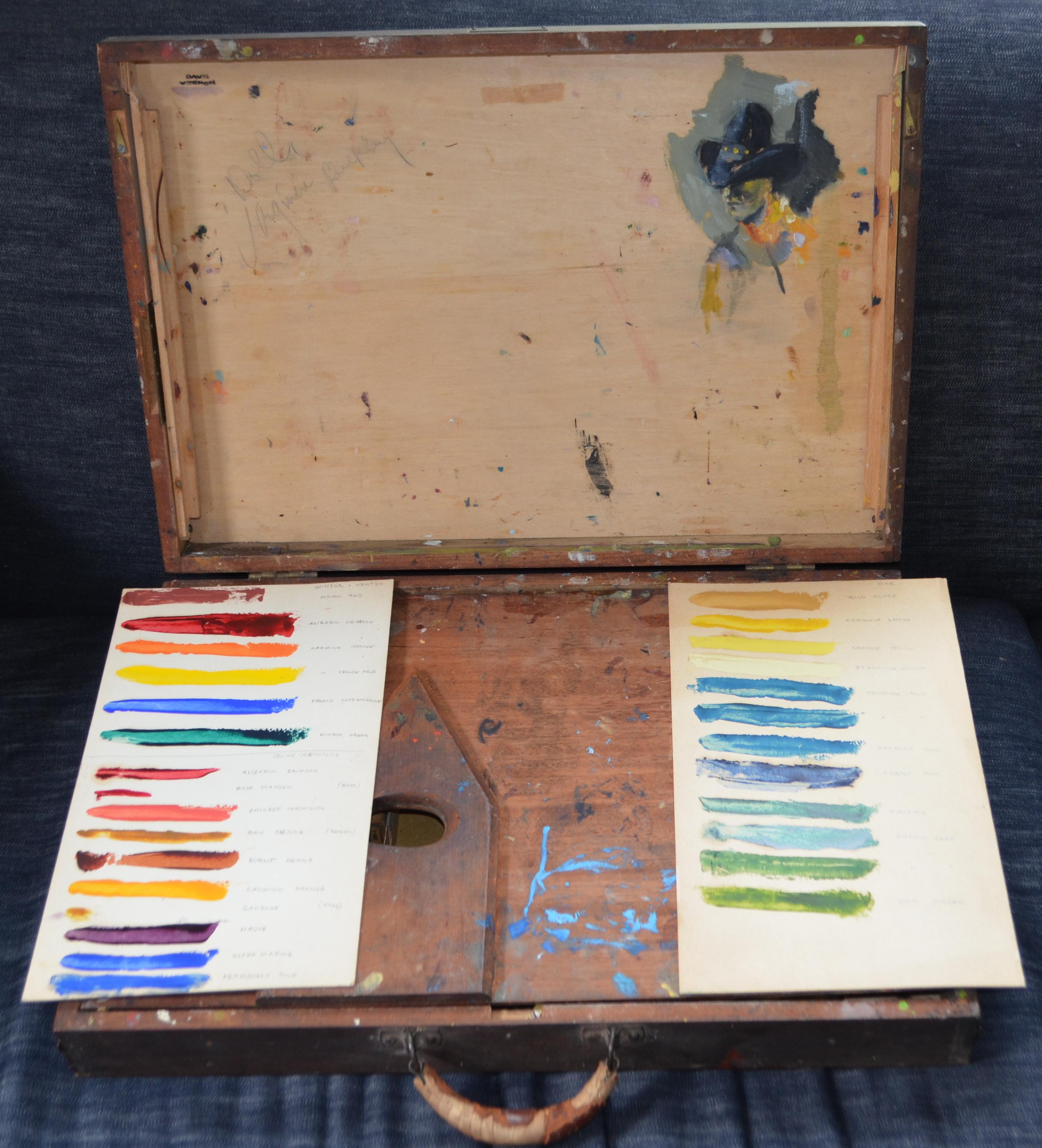 Artist Paint Box with Color Swatch Board For Sale 12