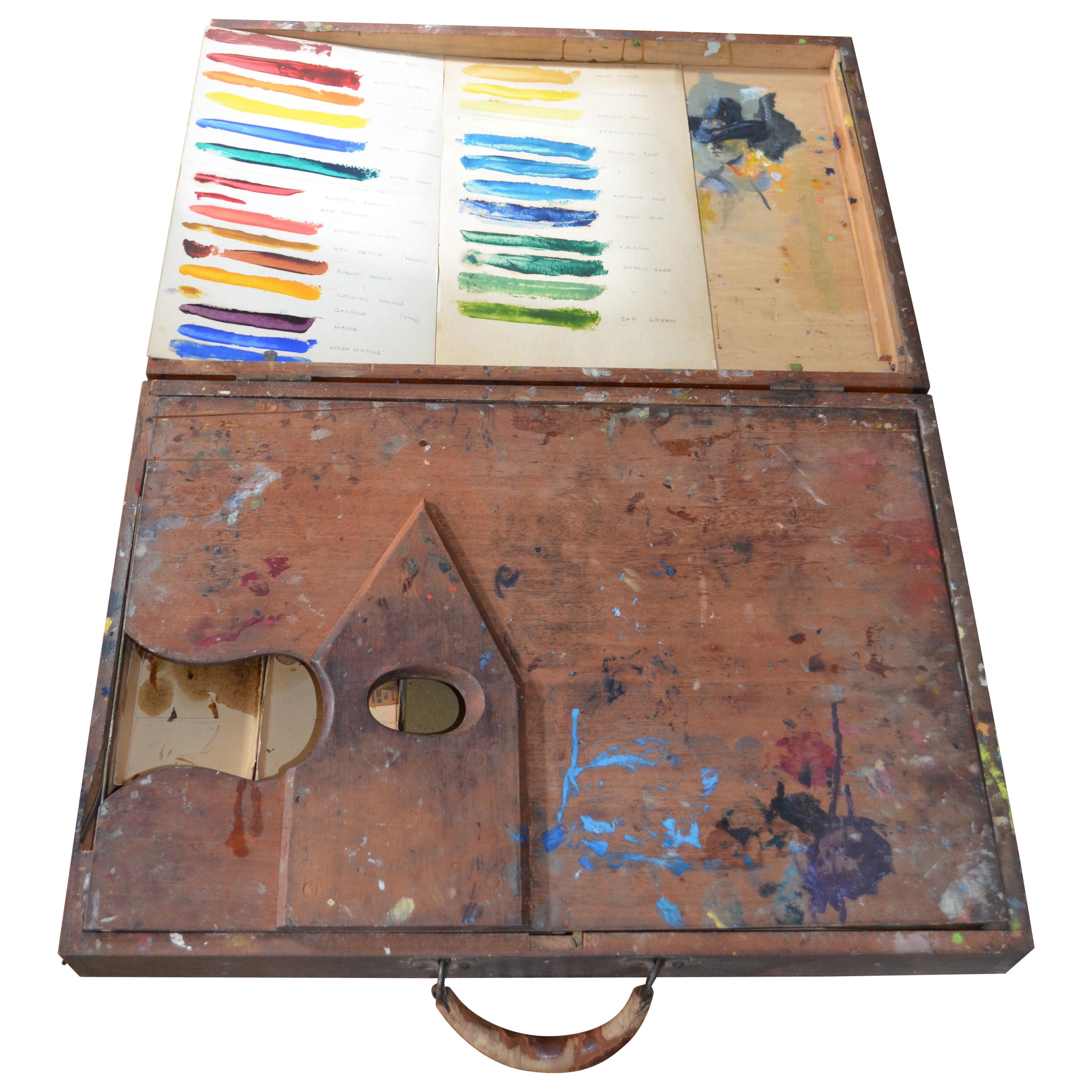 Artist Paint Box with Color Swatch Board For Sale