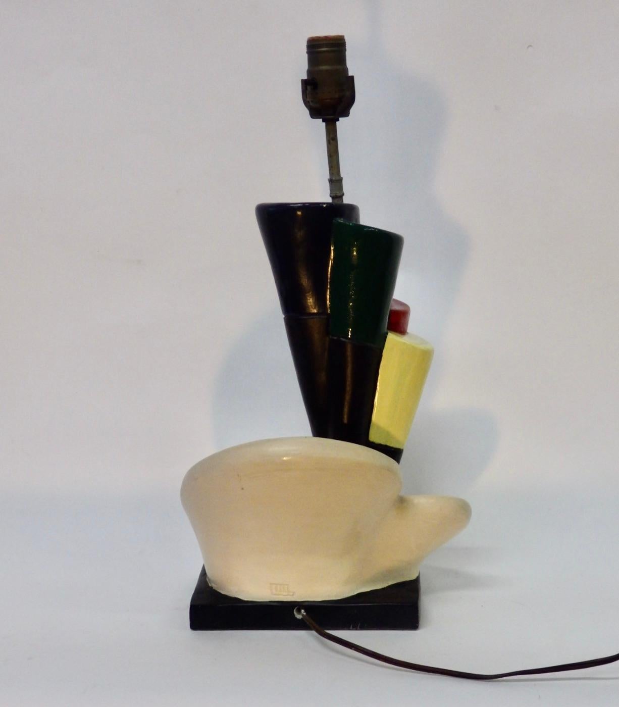 Artist Palette with Colored Paintbrush Plaster Table Lamp Base In Good Condition For Sale In Ferndale, MI