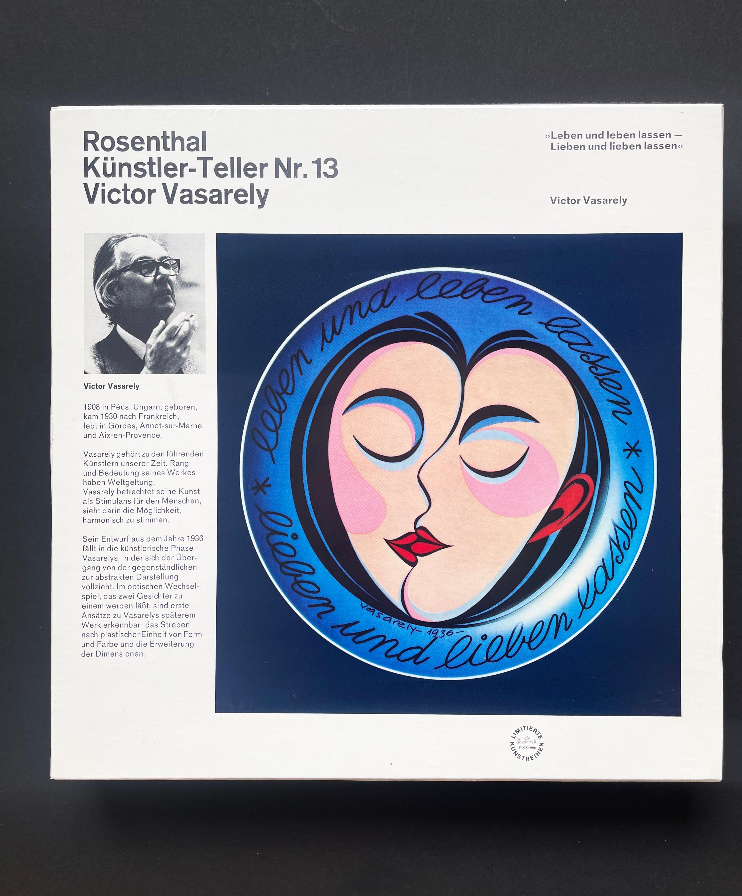 Artist Plate No. 13 by Victor Vasarely 1936 Design Rosenthal Mid-Century Germany In Excellent Condition In Andernach, DE