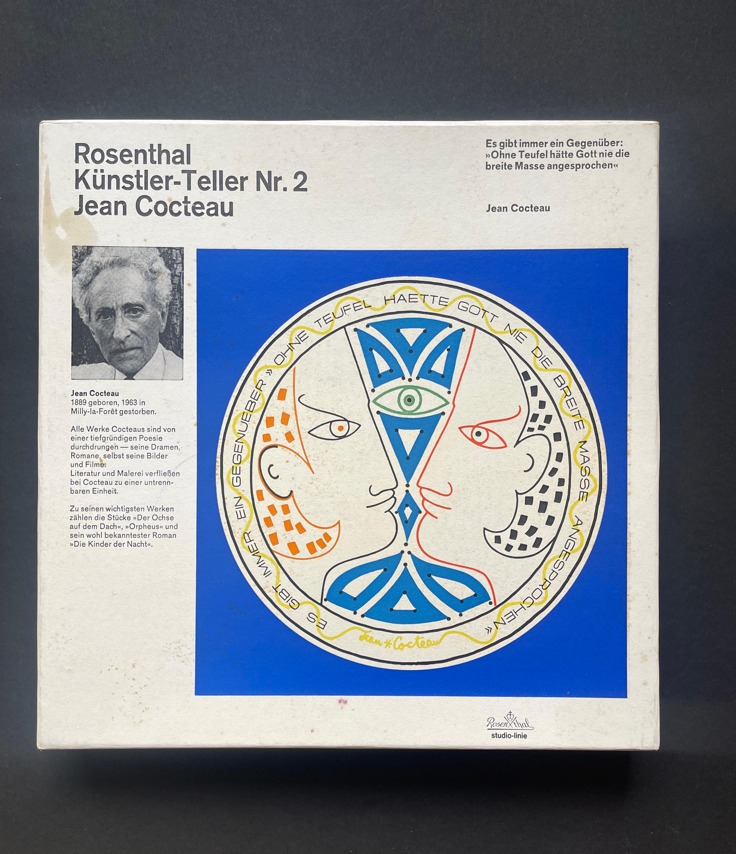 Künstlerteller Nr. 2 von Jean Cocteau für Rosenthal, Mitte des Jahrhunderts, 1970er Jahre, Deutschland (Moderne der Mitte des Jahrhunderts) im Angebot