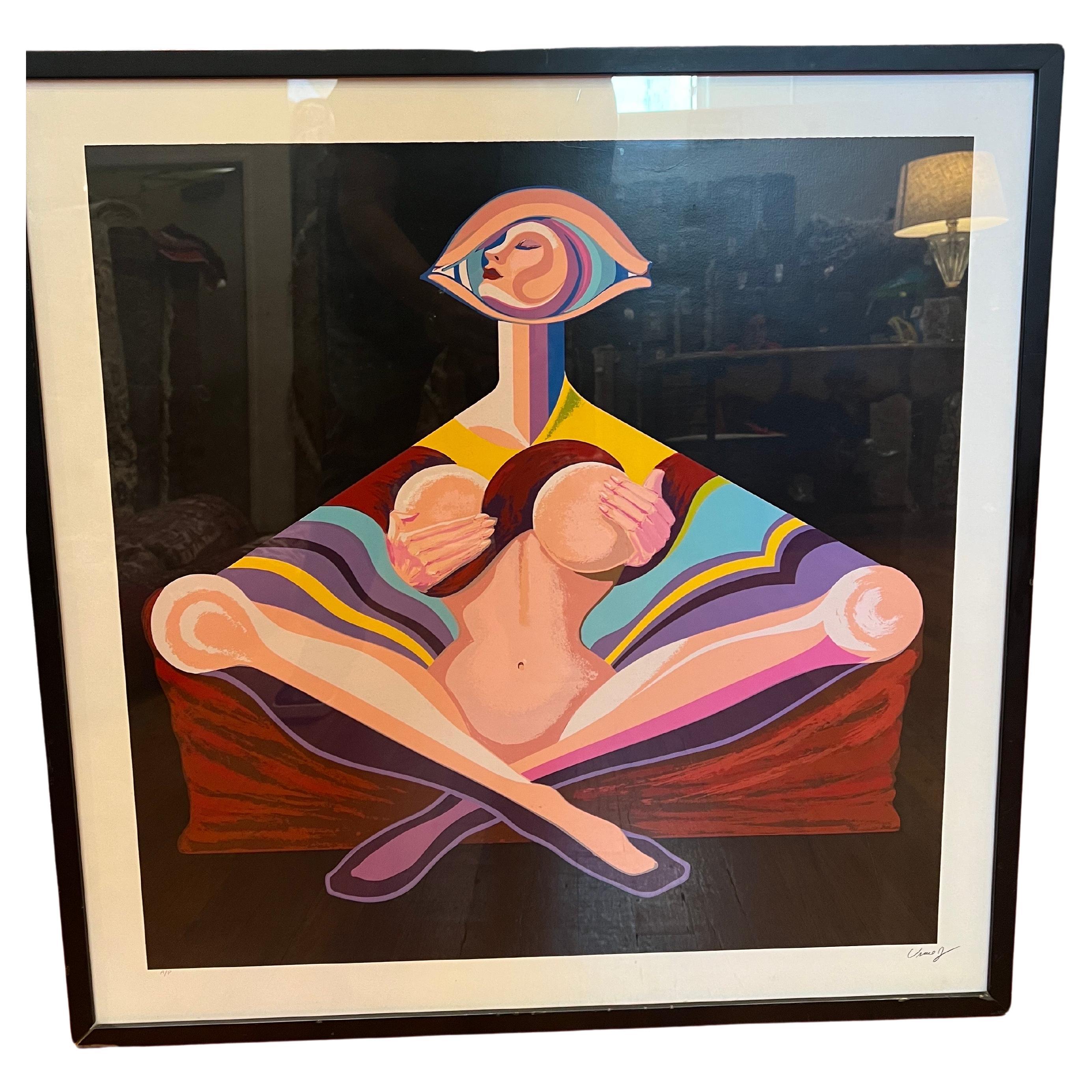 Beautiful  Art Deco style artist proof litho signed by Vince Jefferds, original frame with some scuffs and marks on the frame due to age the piece is signed with A/P and his signature the artist worked for Walt Disney for many years and has auction