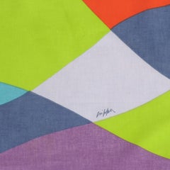 Artist Roberto Crippa Round Table Cloth and 12 Napkins for Zucchi, Italy 1970s