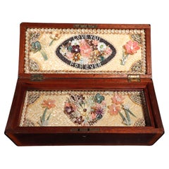 Artist Sandy Moran Shellwork, "Love You Forever", in Vintage Glove Box