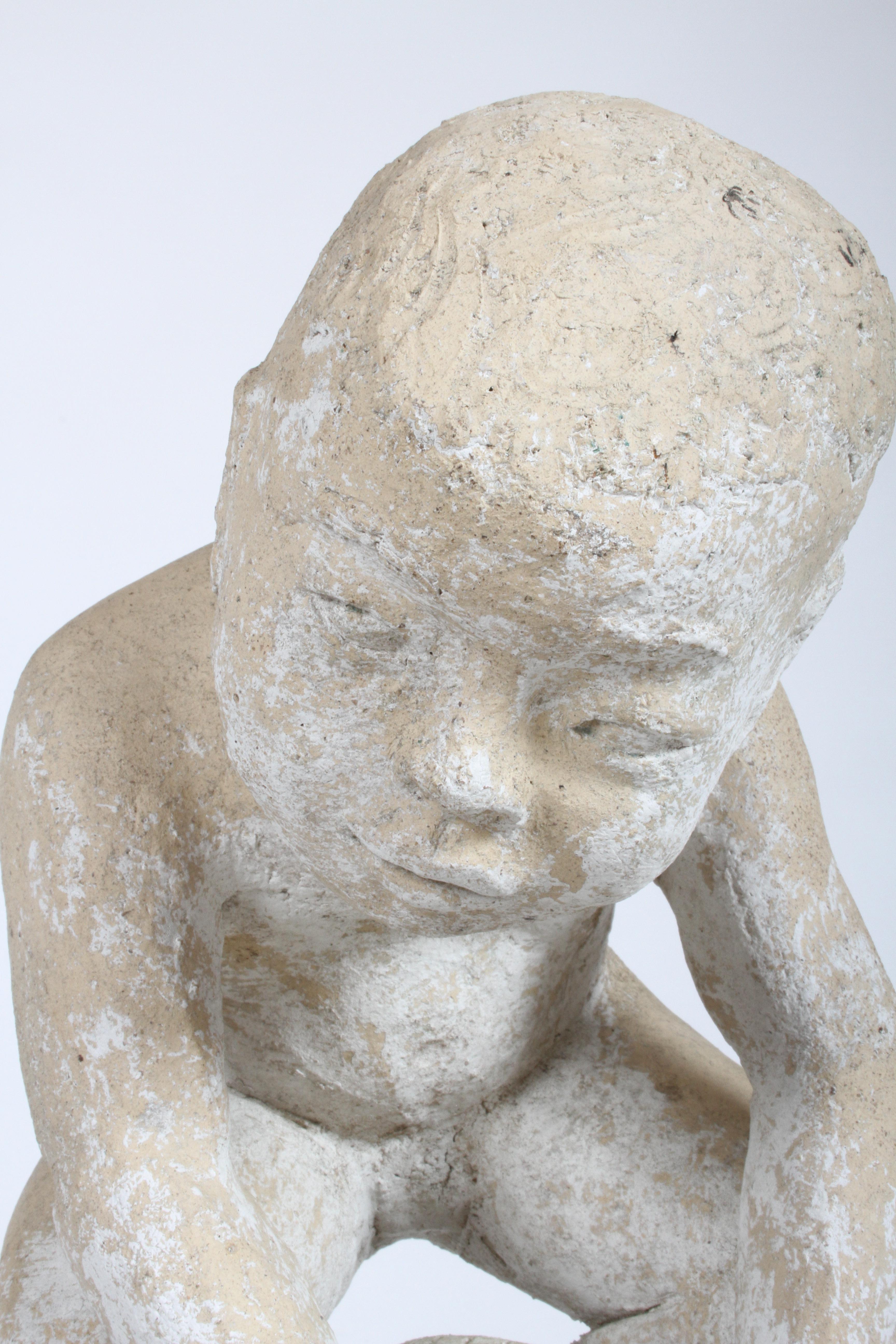 Artist Sheila Ellsworth Burlingame Terracotta Baby Garden Sculpture, Fountain 10