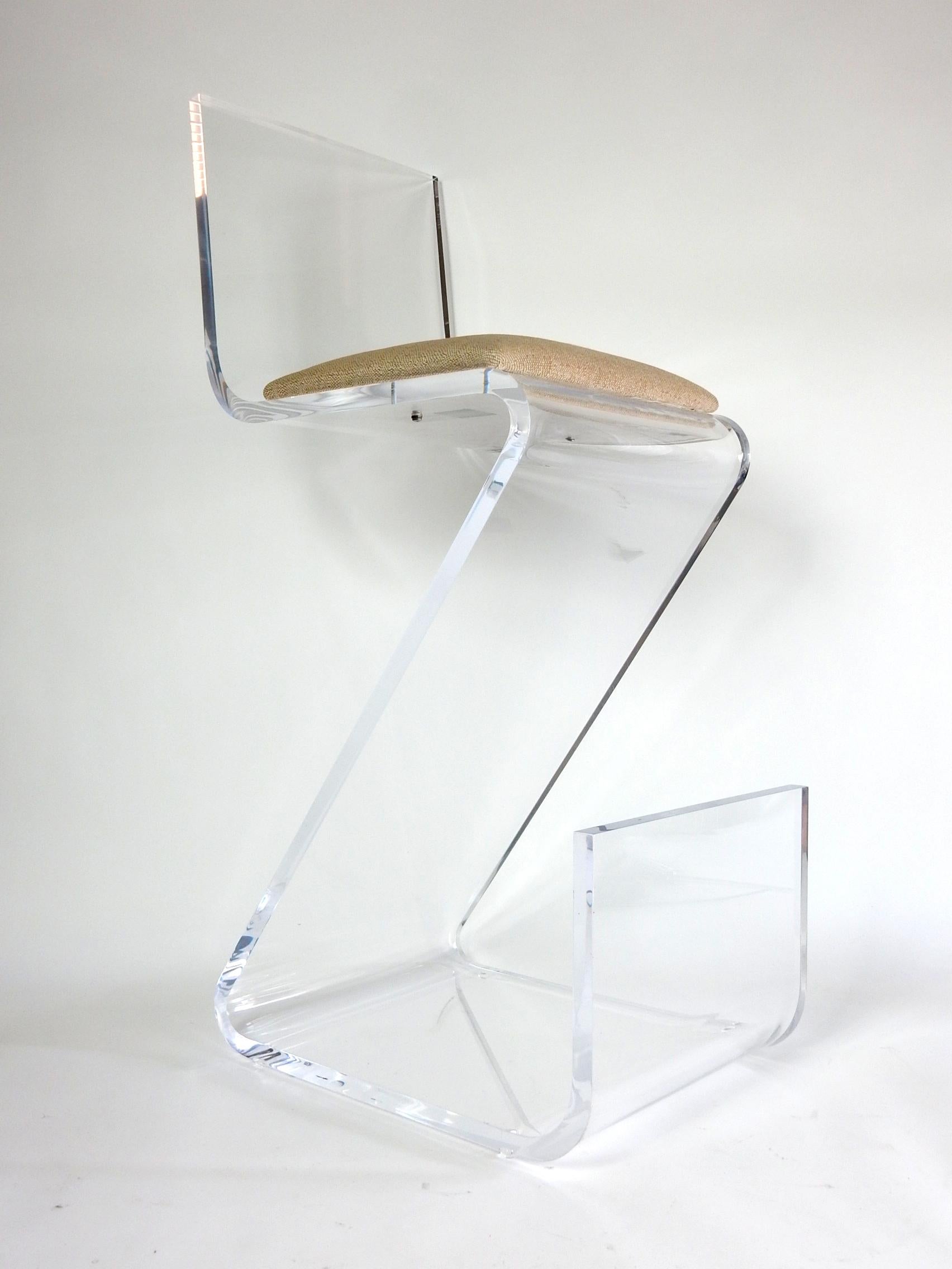 Late 20th Century Signed Artist Shlomi Haziza Lucite Sculpture Z Barstools, 8 Available For Sale