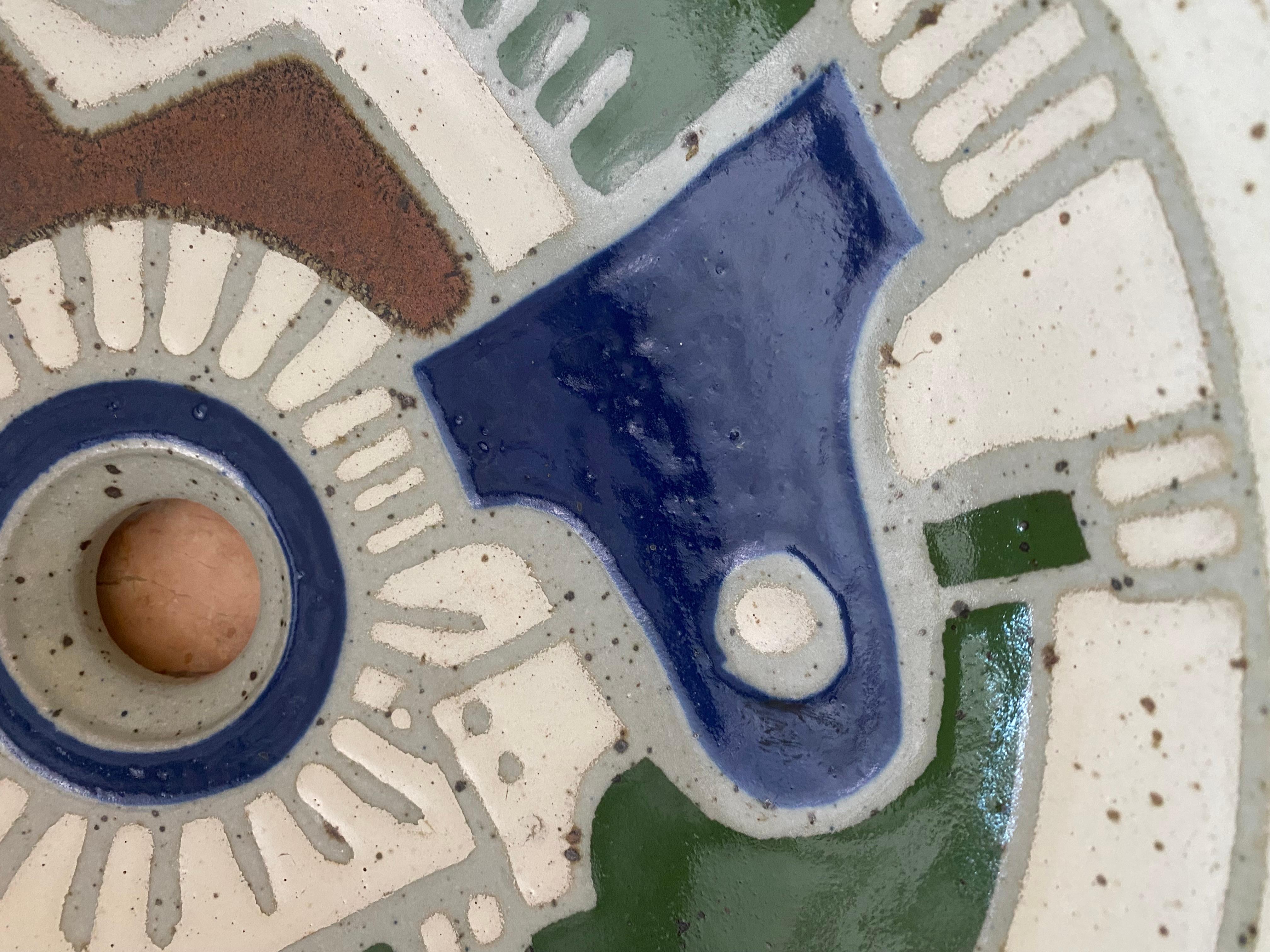 Glazed Artist-Signed Abstract Pottery Vessel Bowl Sink
