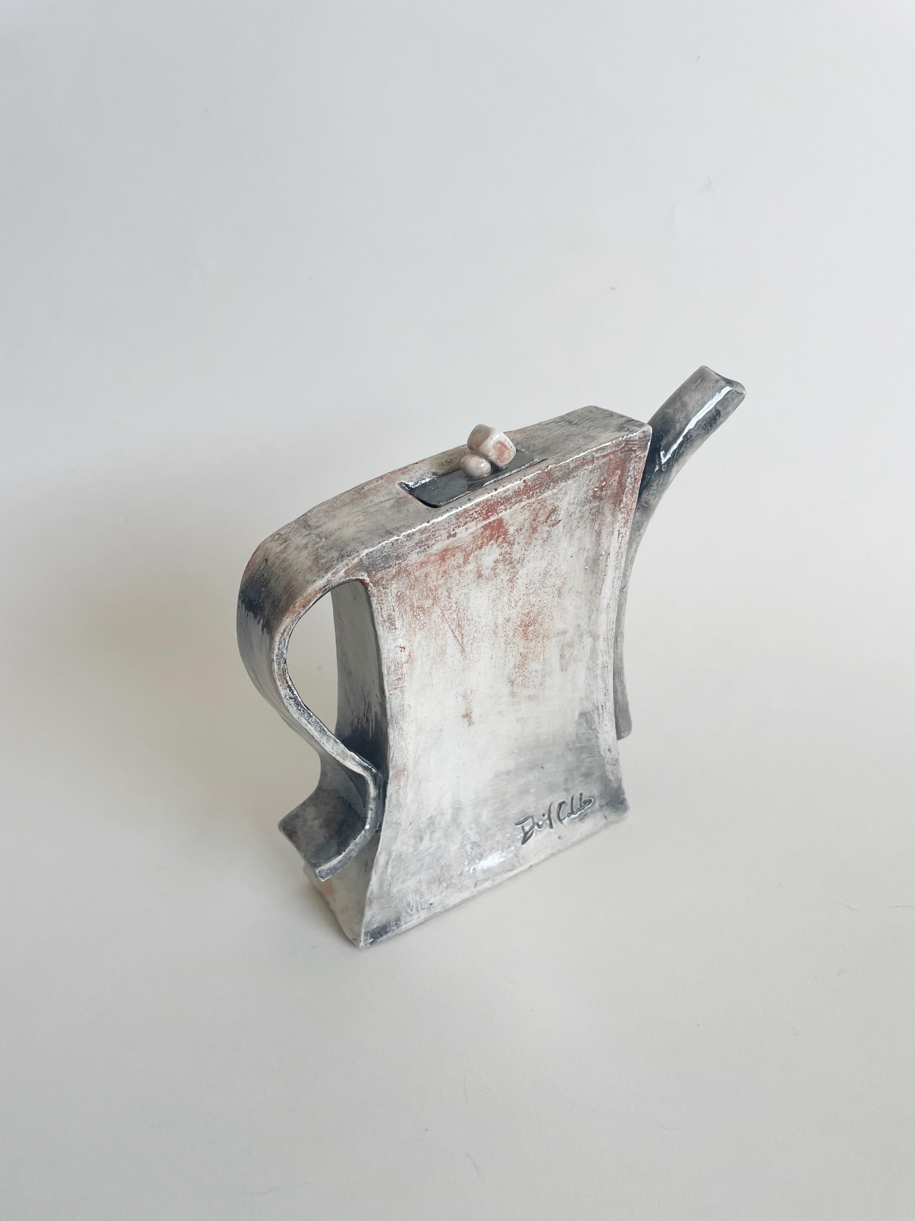 Artist Signed Ceramic Slab Teapot In Good Condition In Fall River, MA