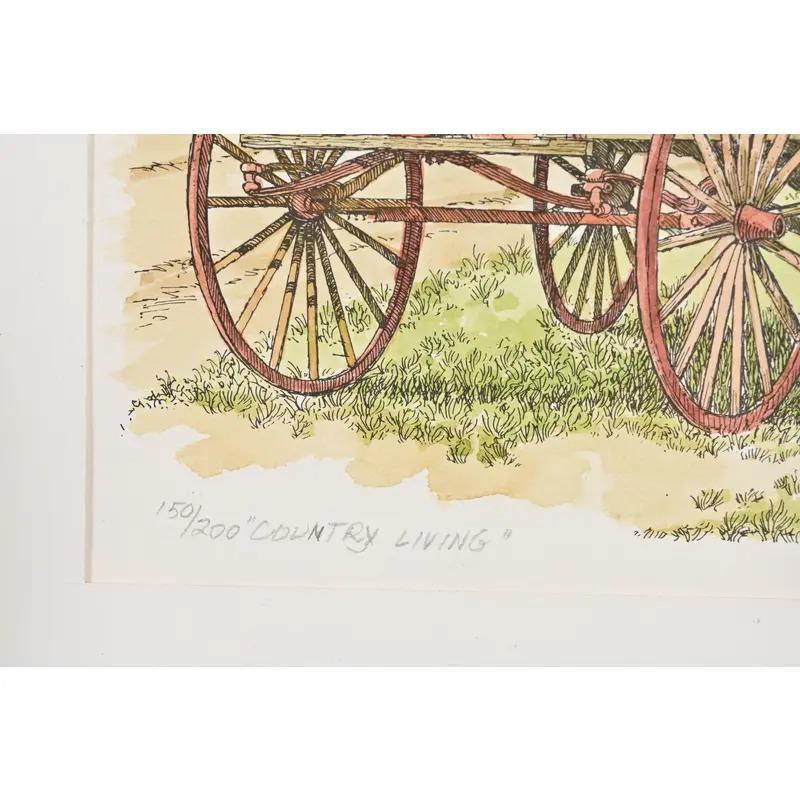 Gravure encadrée, signée par l'artiste, 