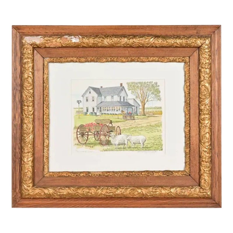 Gravure encadrée, signée par l
artiste, "Country Living", peinte à la main par Jack Appleton en vente