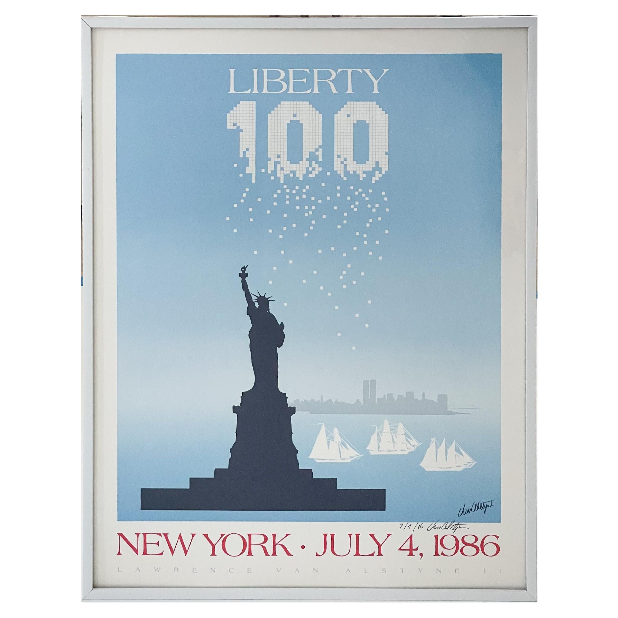 Artist Signed "Liberty 100" Anniversary Poster by Larry Van Alstyne, C. 1986 For Sale