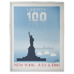 Used Artist Signed "Liberty 100" Anniversary Poster by Larry Van Alstyne, C. 1986