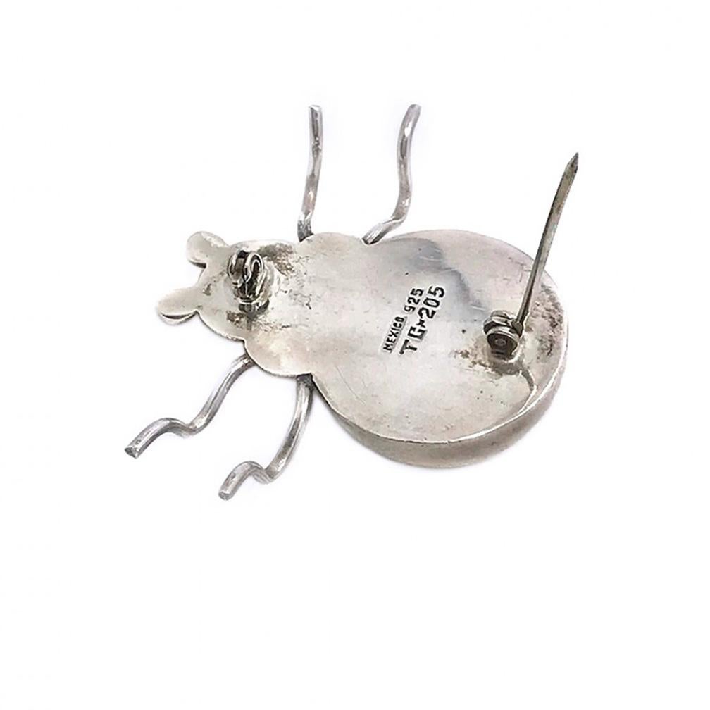 Women's or Men's Artist Signed Mexico Sterling Bug Pin For Sale