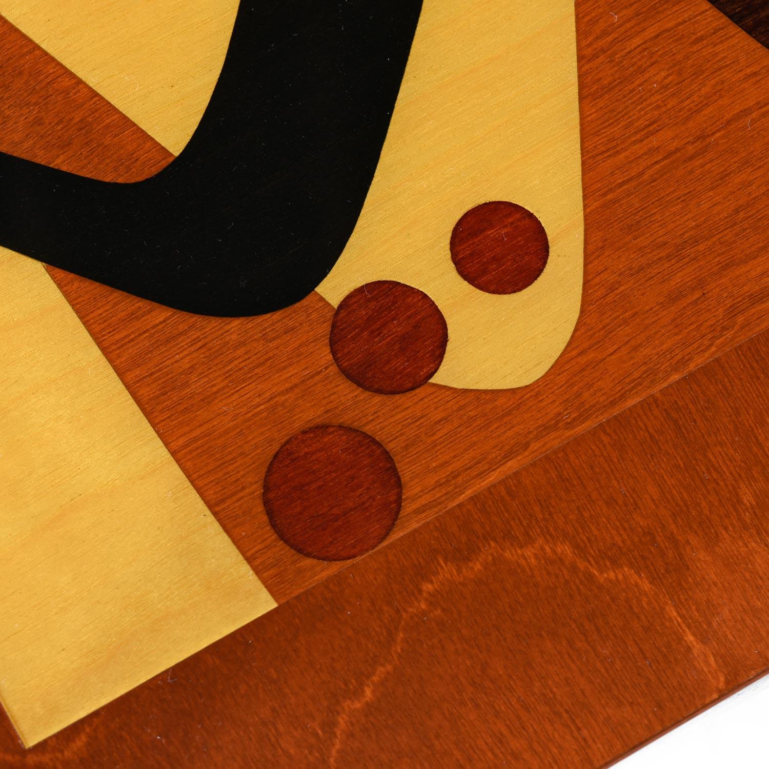 Late 20th Century Artist Signed Modern Rosewood Wood Inlay Marquetry Pedestal Side Table