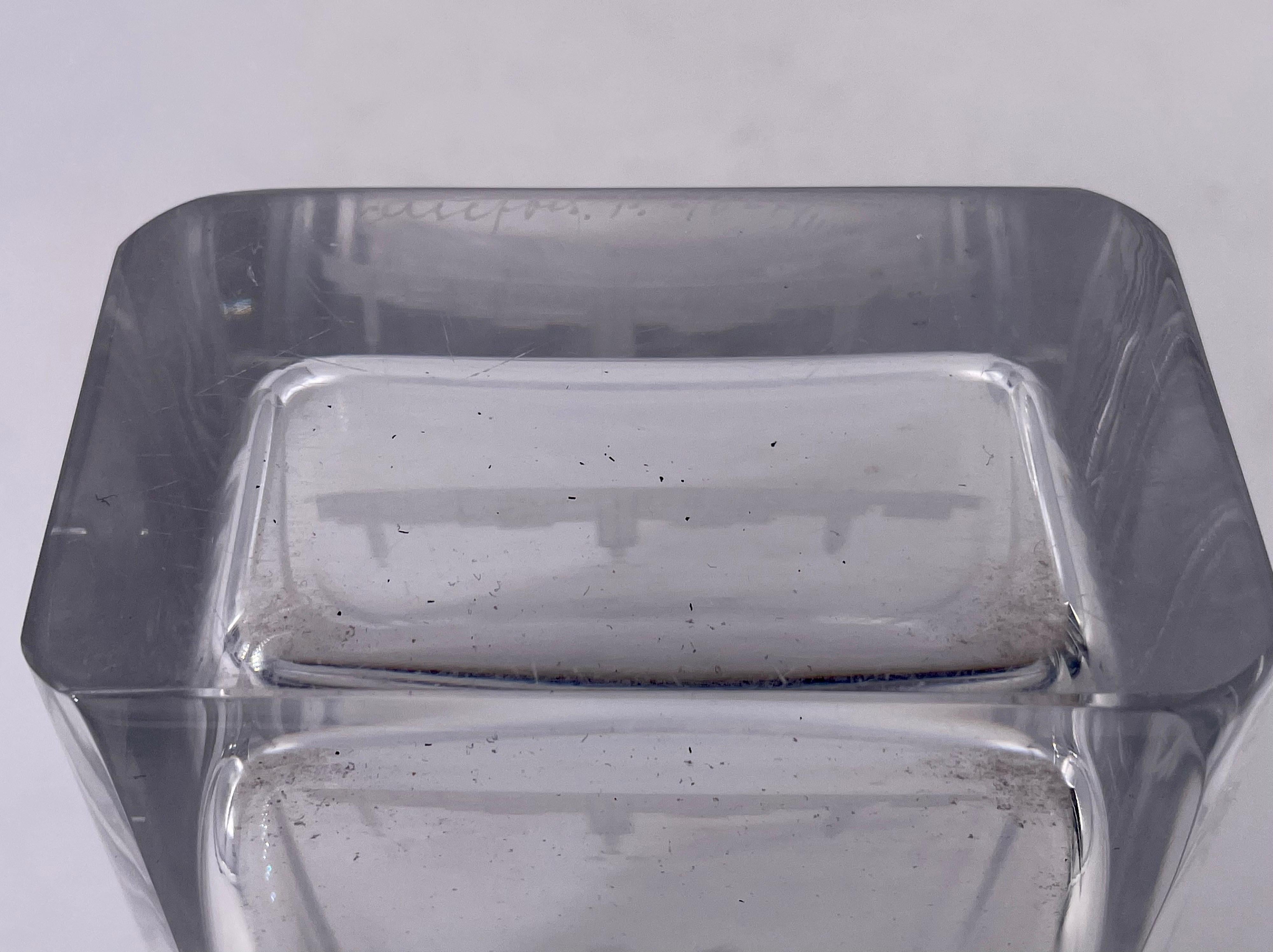 20th Century Artist Signed Orrefors Etched Crystal Vase