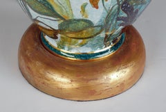 Artist Signed Saca Italy Polychromed Lamp with Bold Floral Stems