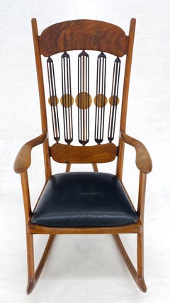 Artist Signed Studio Made Solid Oiled Walnut Arm Rocking Chair MINT