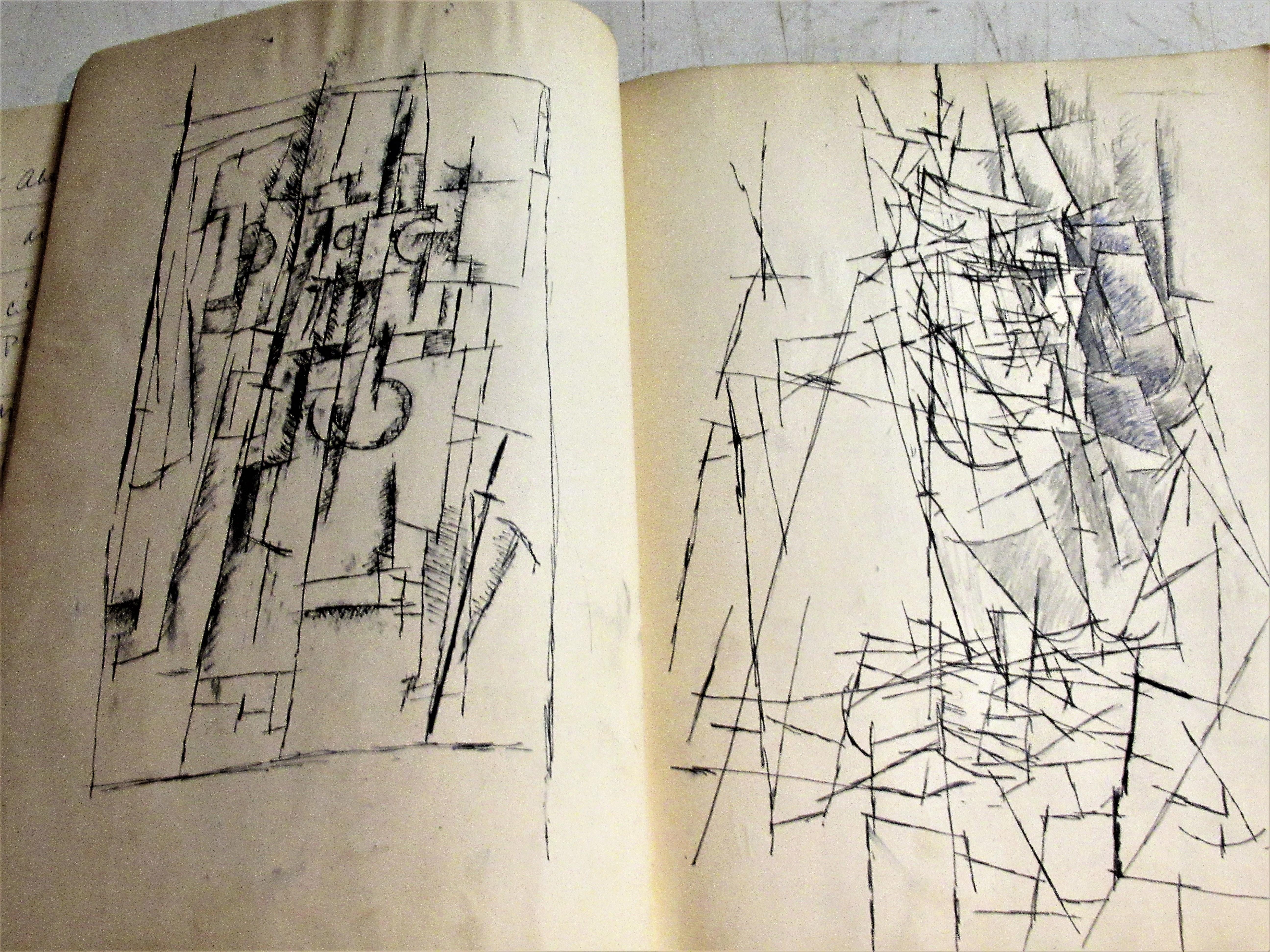 Artist Sketchbook of Original Abstract Cubist Gouache Paintings, 1948 1