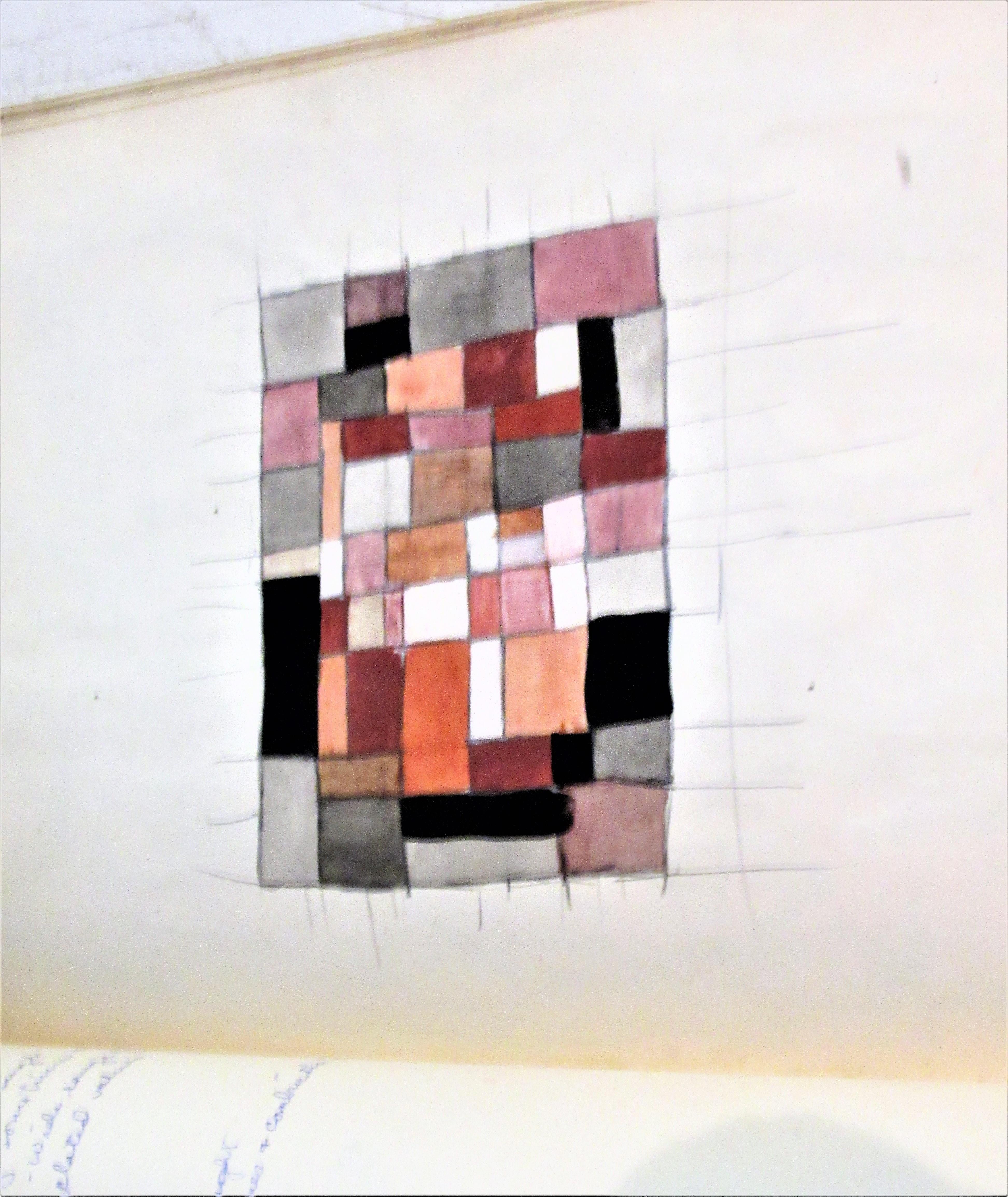 Artist Sketchbook of Original Abstract Cubist Gouache Paintings, 1948 2