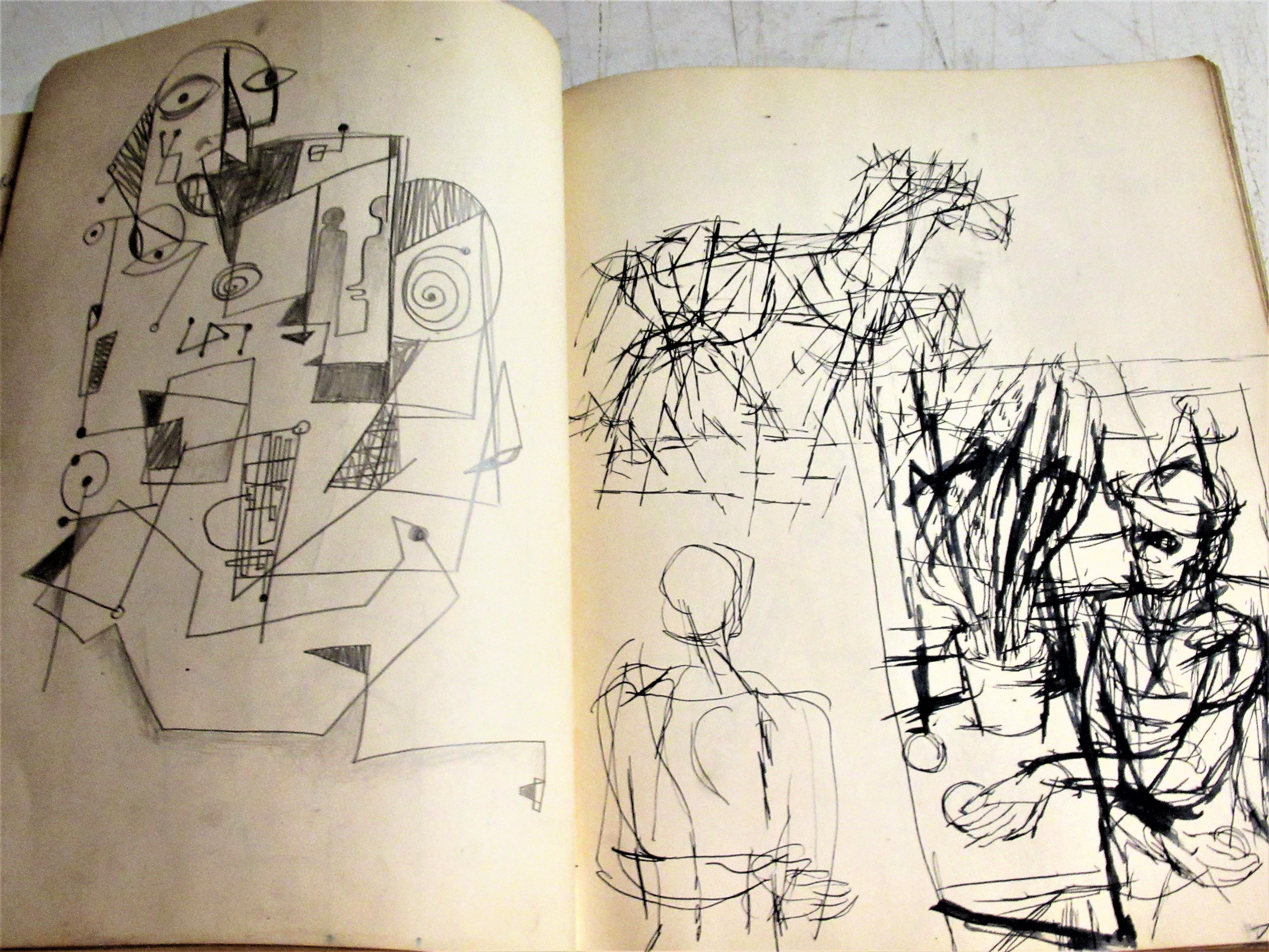 Artist Sketchbook of Original Abstract Cubist Gouache Paintings, 1948 3