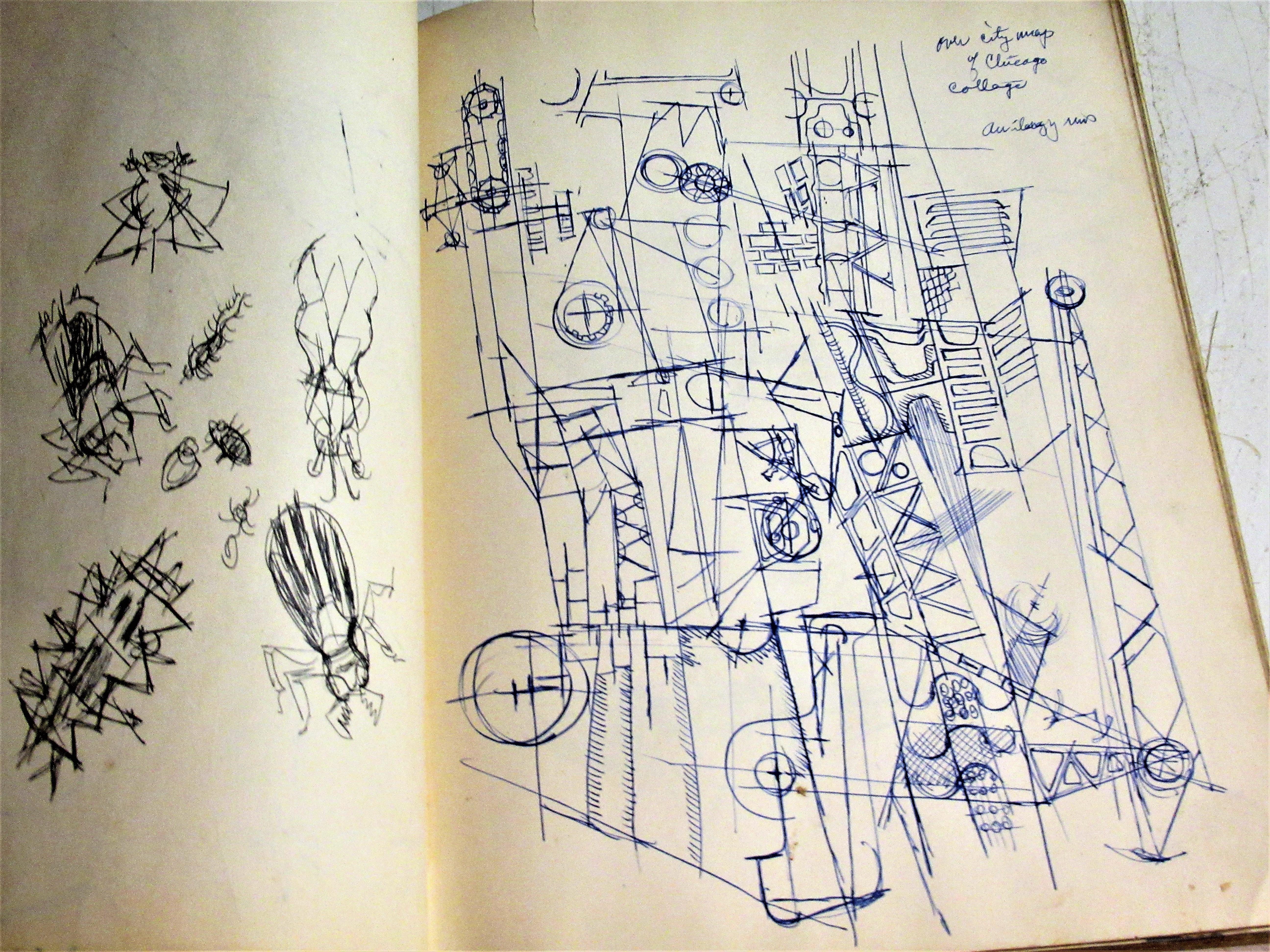 Artist Sketchbook of Original Abstract Cubist Gouache Paintings, 1948 4