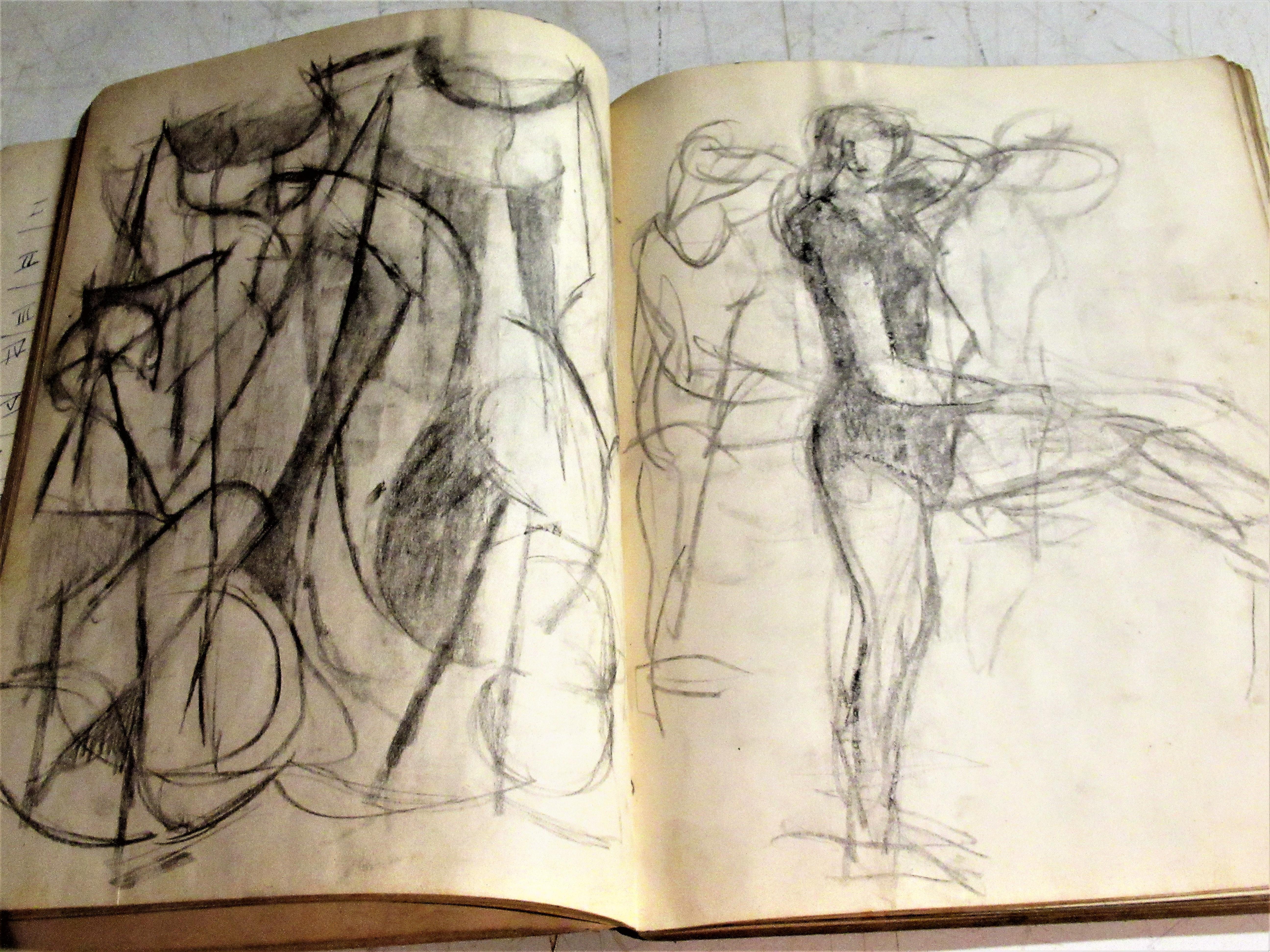 Artist Sketchbook of Original Abstract Cubist Gouache Paintings, 1948 5