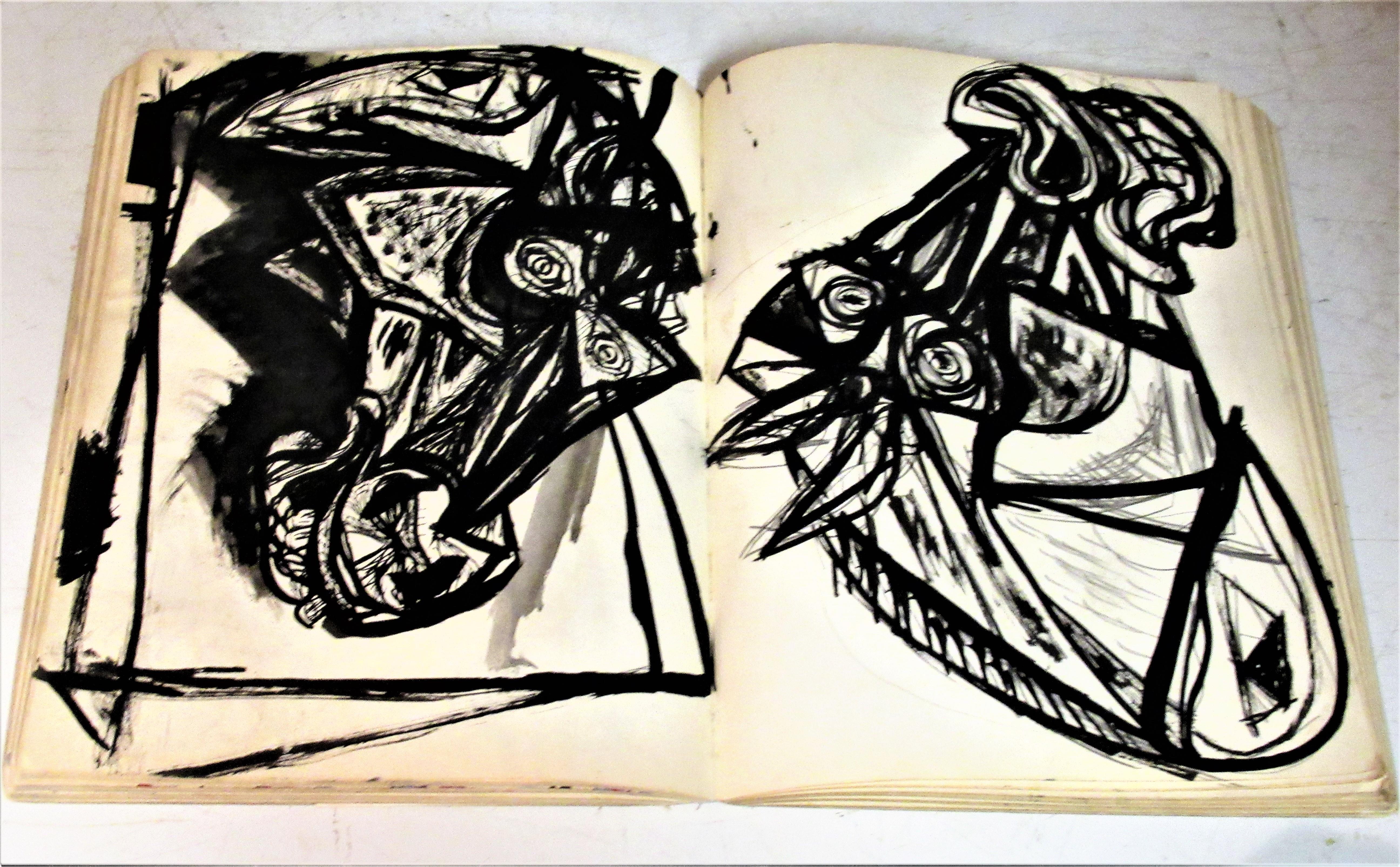 Artist Sketchbook of Original Abstract Cubist Gouache Paintings, 1948 8