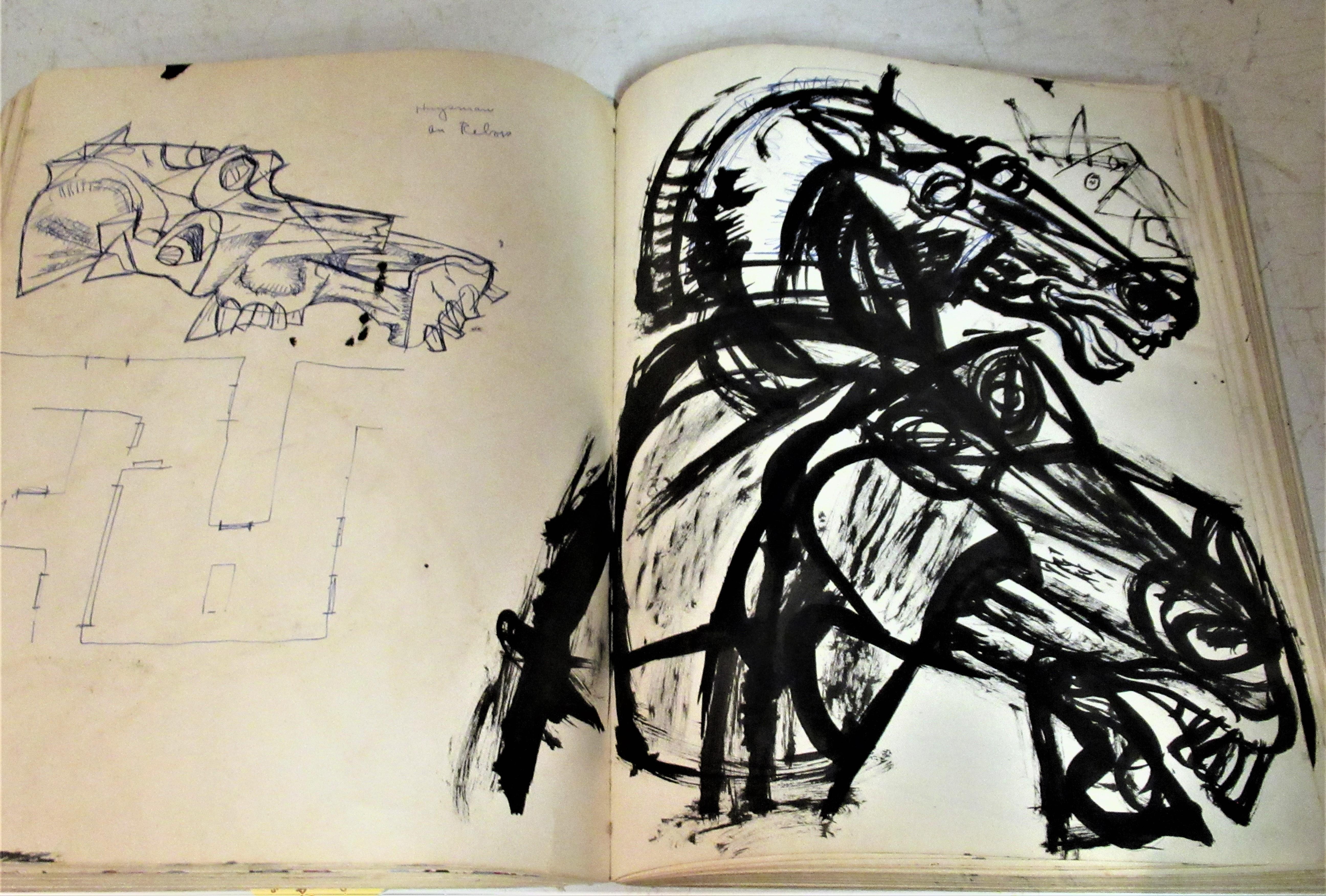 Artist Sketchbook of Original Abstract Cubist Gouache Paintings, 1948 11