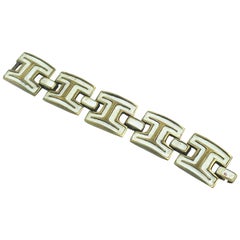 Artist St Luc Mid-Century Gilded Bronze and White Enamel Bracelet