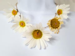 Artist1990s Sterling FreshFlower Pendants ChainLink JewelersWerkGallery Necklace