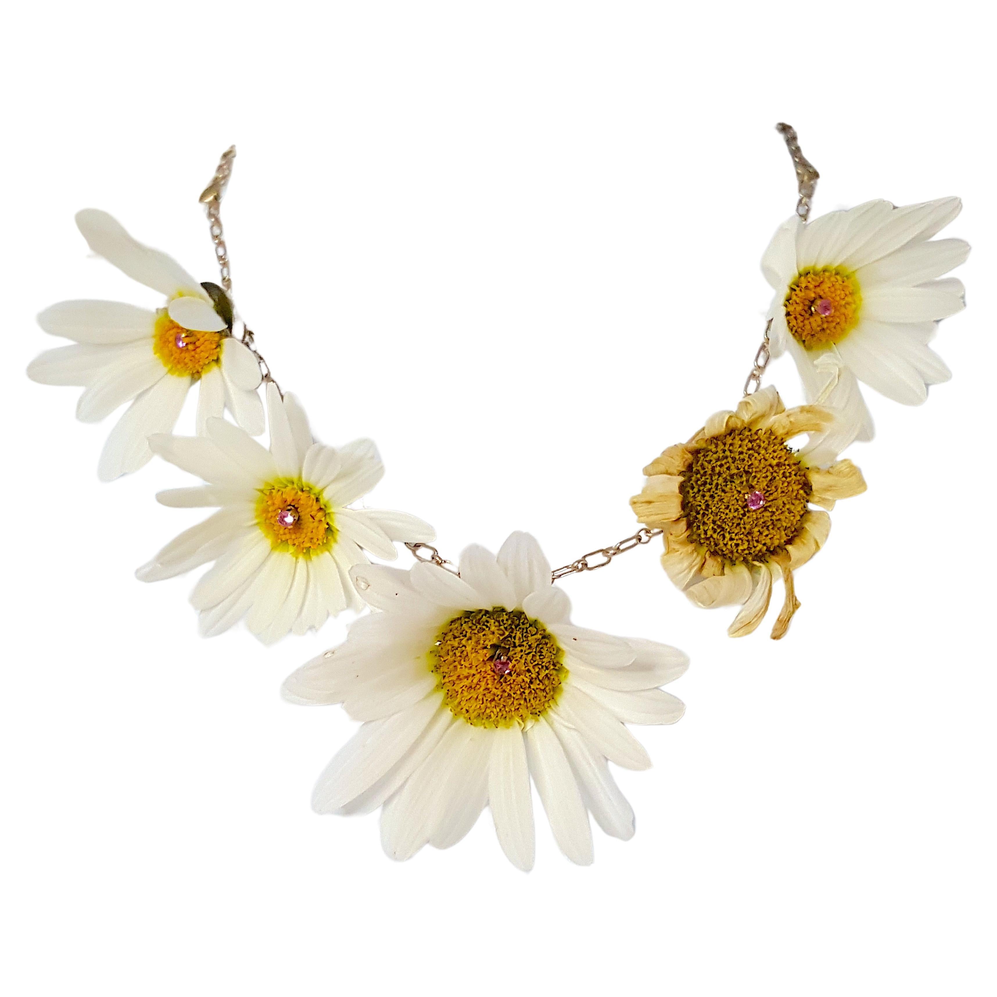 Artist Sterling ProngSetCrystalPendants For FreshFlowers Jewelers'Werk Necklace For Sale