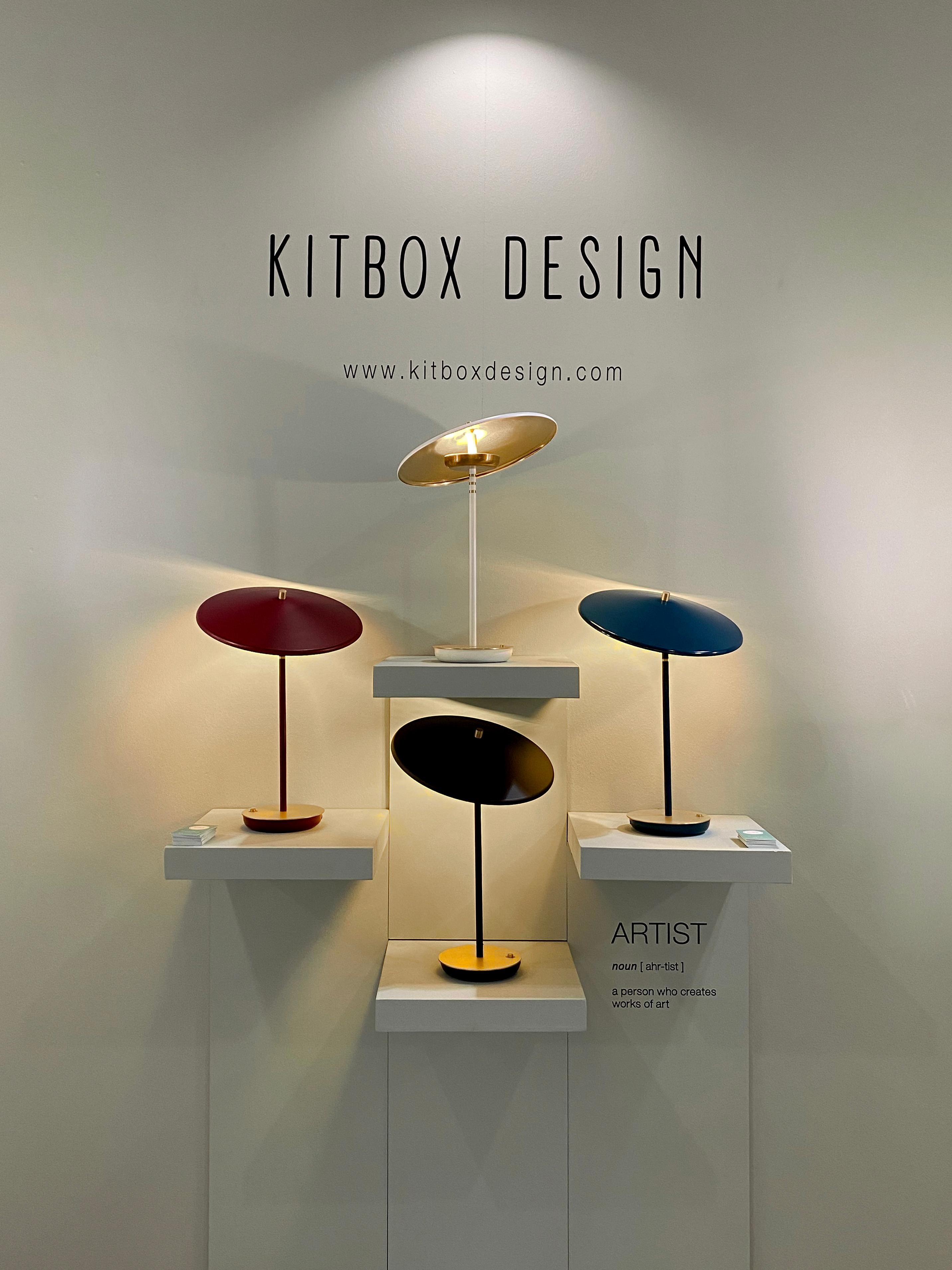Contemporary Artist Table Lamp, Gold and Sacramento Green, Tilting Shader