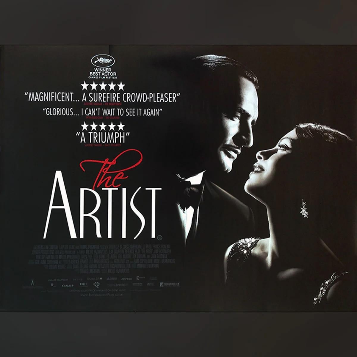 Artist, The (2011)
Original British Quad (30 X 40 Inches)

In the 1920s, actor George Valentin (Jean Dujardin) is a bona fide matinee idol with many adoring fans. While working on his latest film, George finds himself falling in love with an ingenue