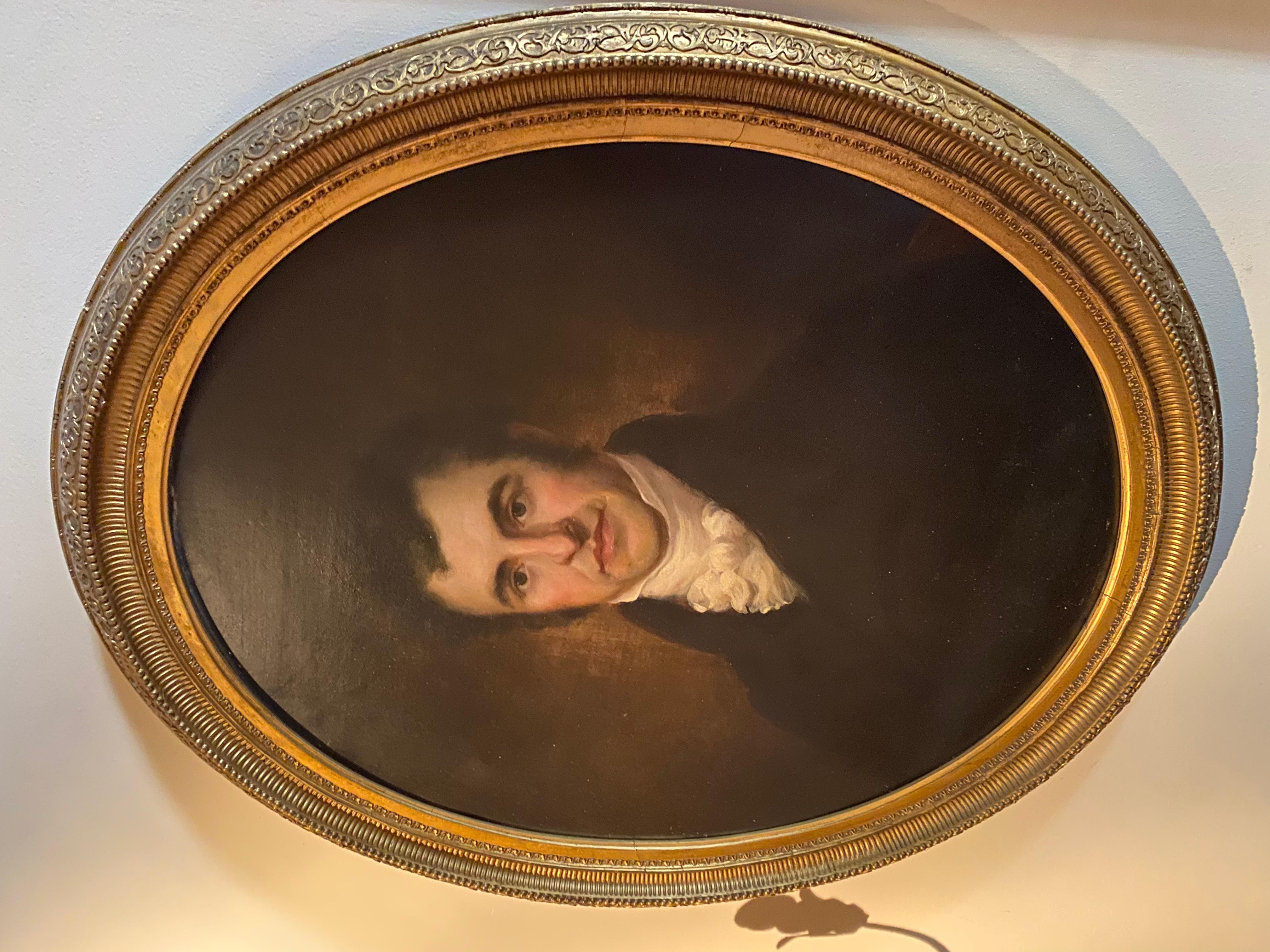 Giltwood  Artist Unknown Early 19th Century Portrait of Robert Burns Oil on Canvas For Sale